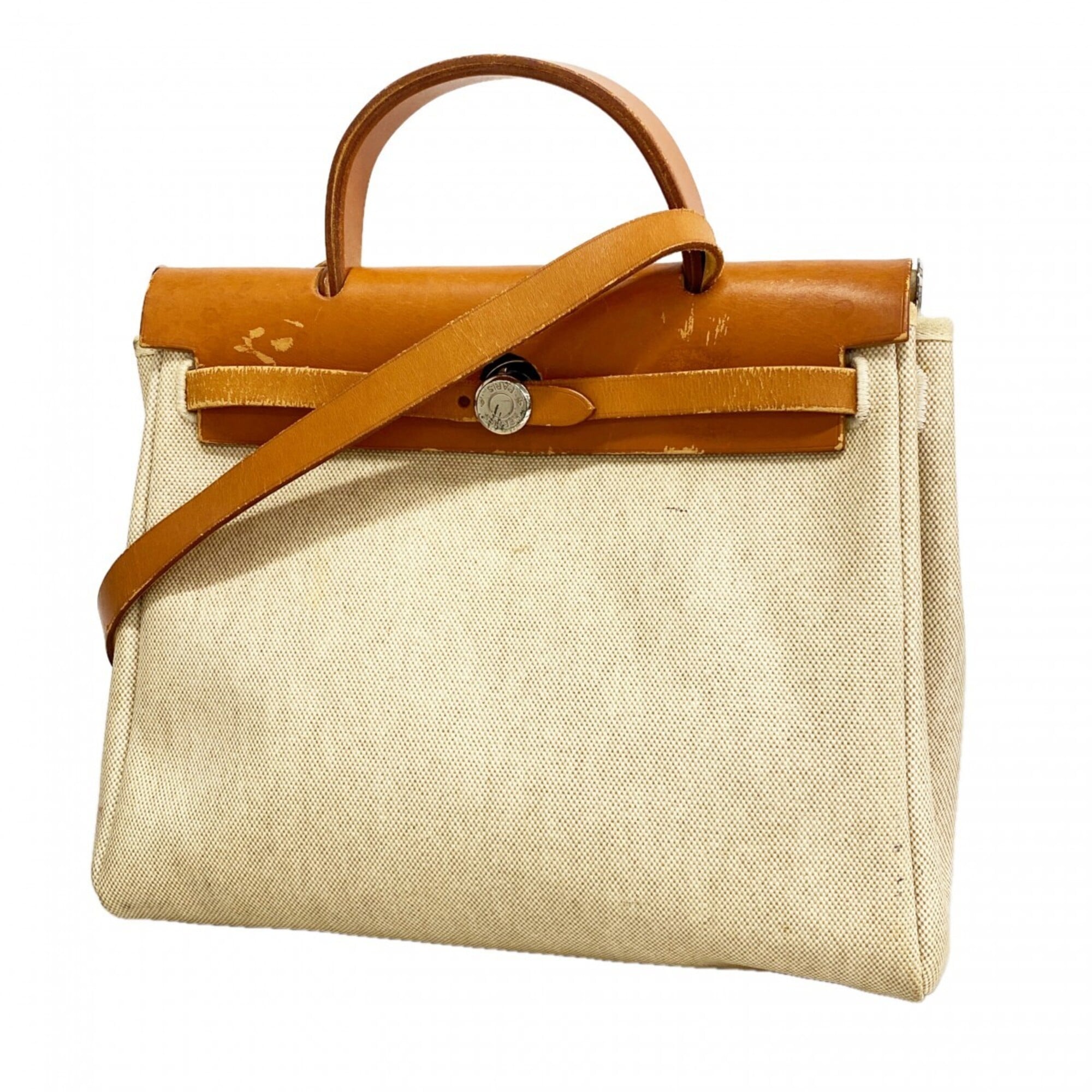 Hermes Natural Toile H Handbag (Pre-Owned)