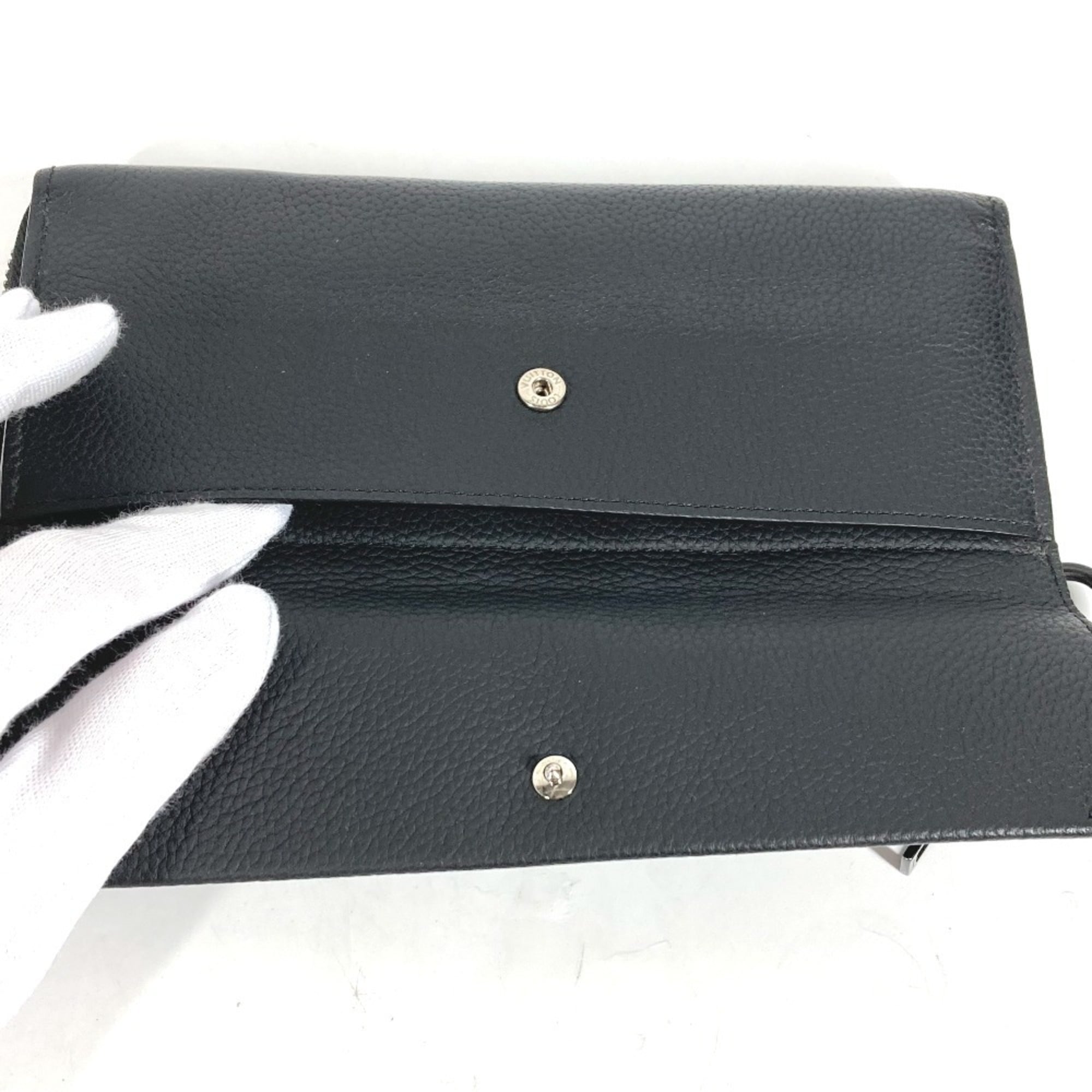 Louis Vuitton Black Noir Leather Long Bill Wallet (Bi-Fold) (Pre-Owned)
