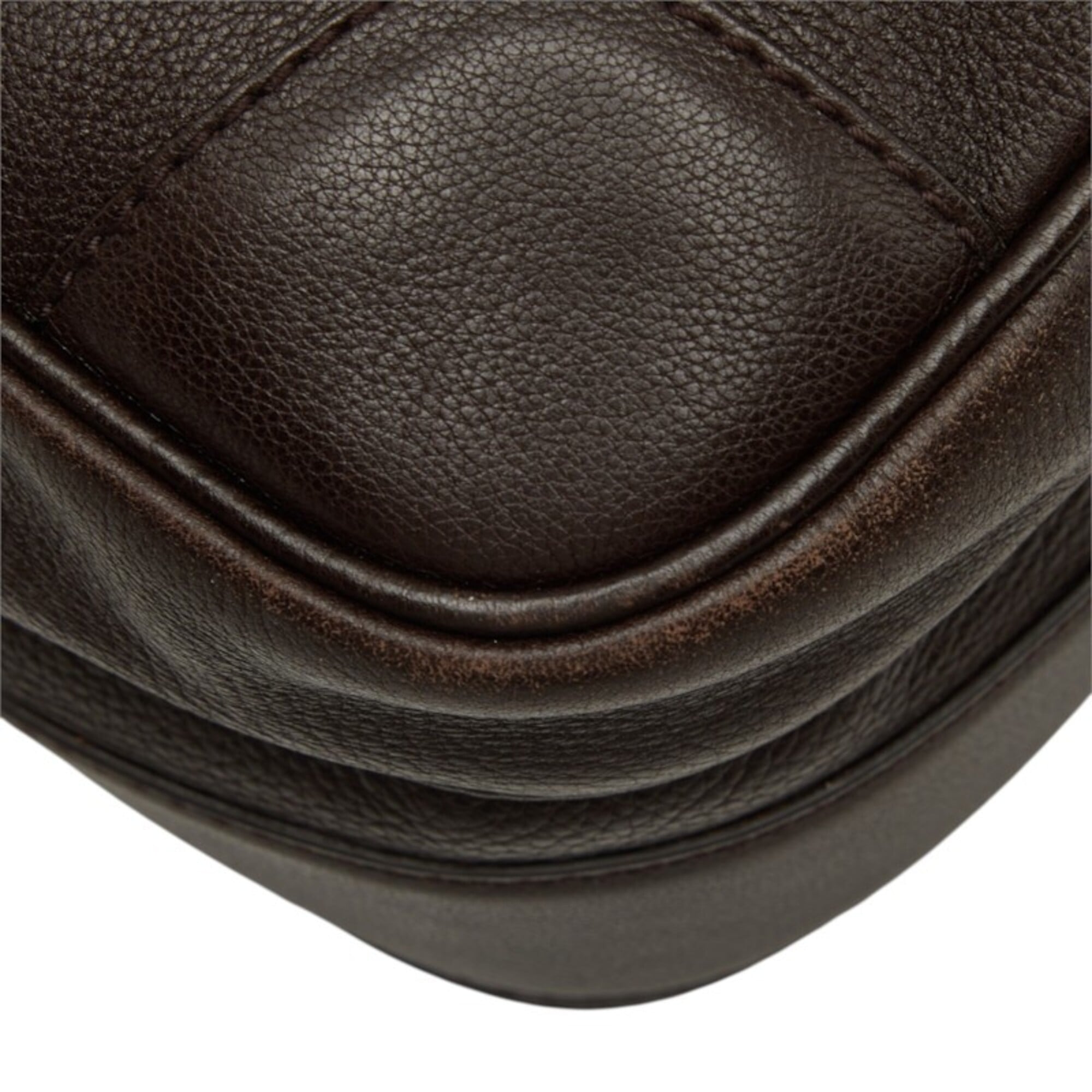 Gucci Dark Brown Leather Messenger Bag Shoulder Bag (Pre-Owned)