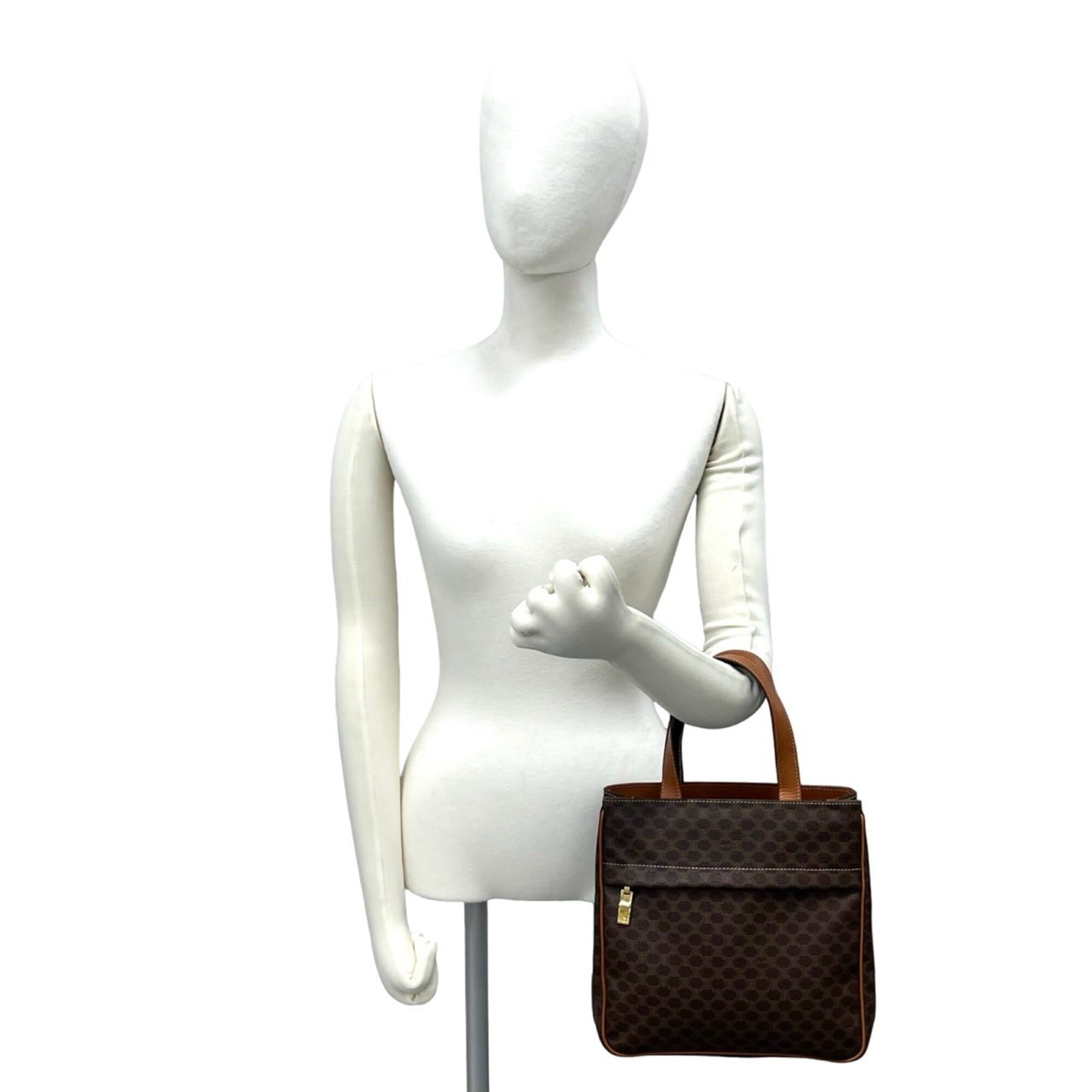 Celine Brown Leather Pvc Handbag Tote Bag (Pre-Owned)
