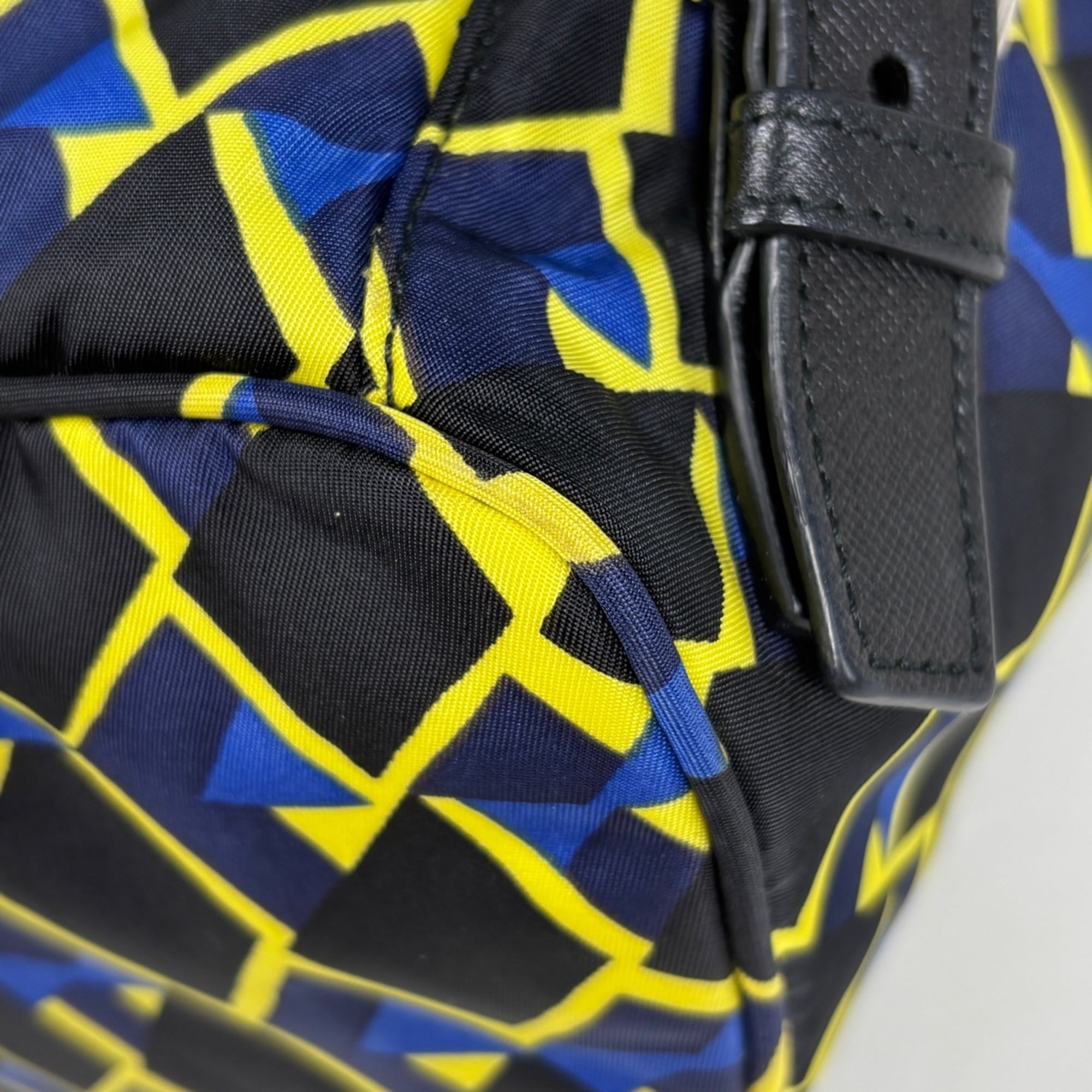 Prada Black Multi-Color Nylon Leather Backpack (Pre-Owned)