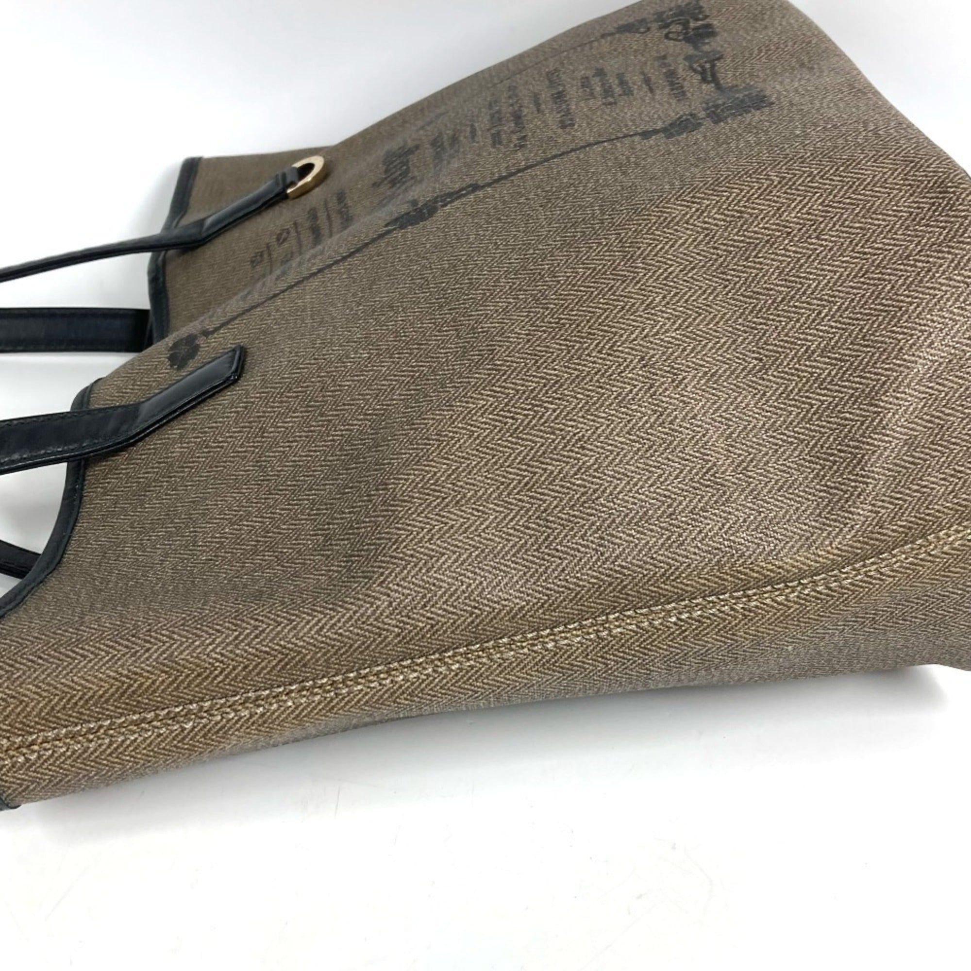 Bvlgari Black Gray Coated Canvas Leather Shoulder Bag Tote Bag (Pre-Owned)