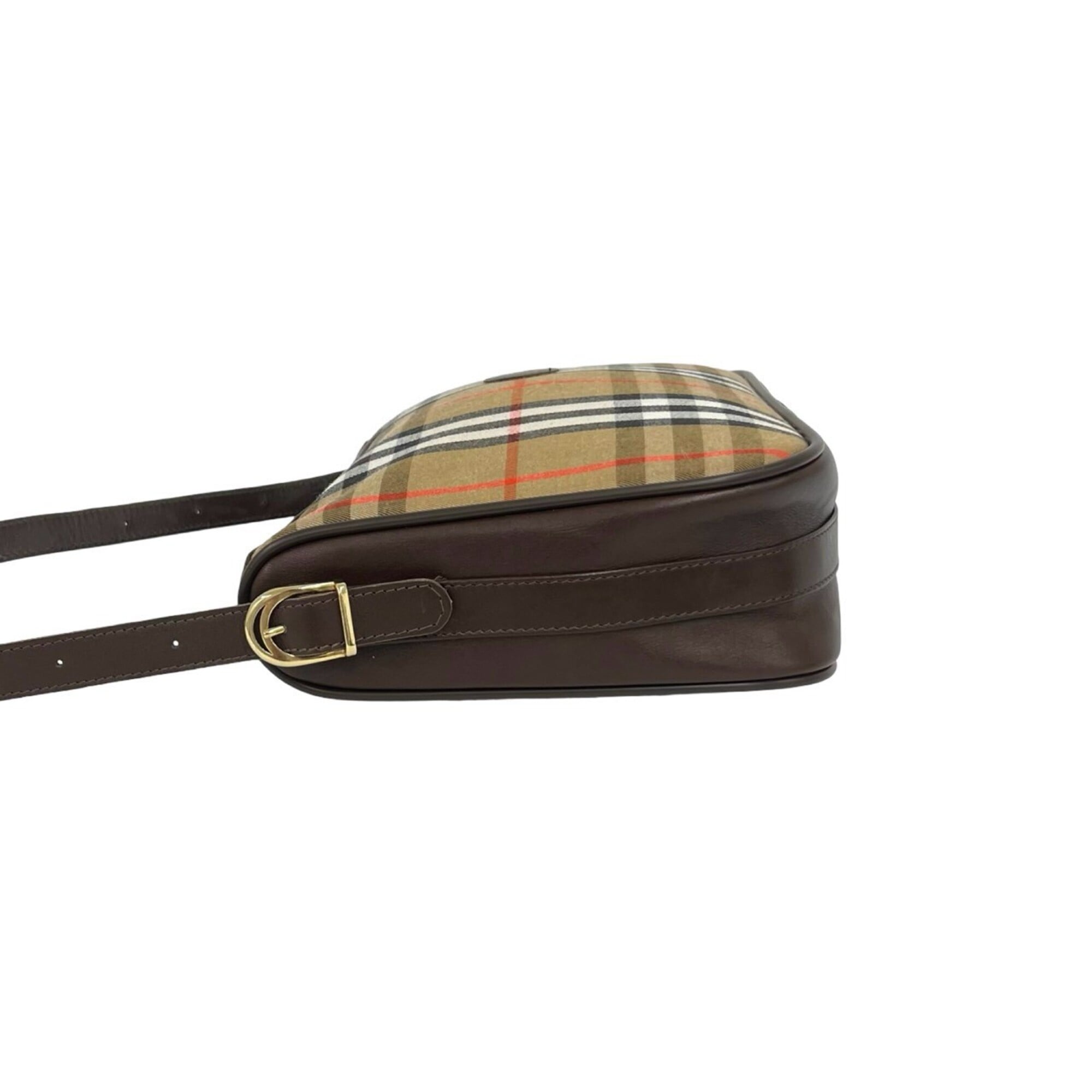 Burberry Beige Brown Canvas Leather Shoulder Bag (Pre-Owned)