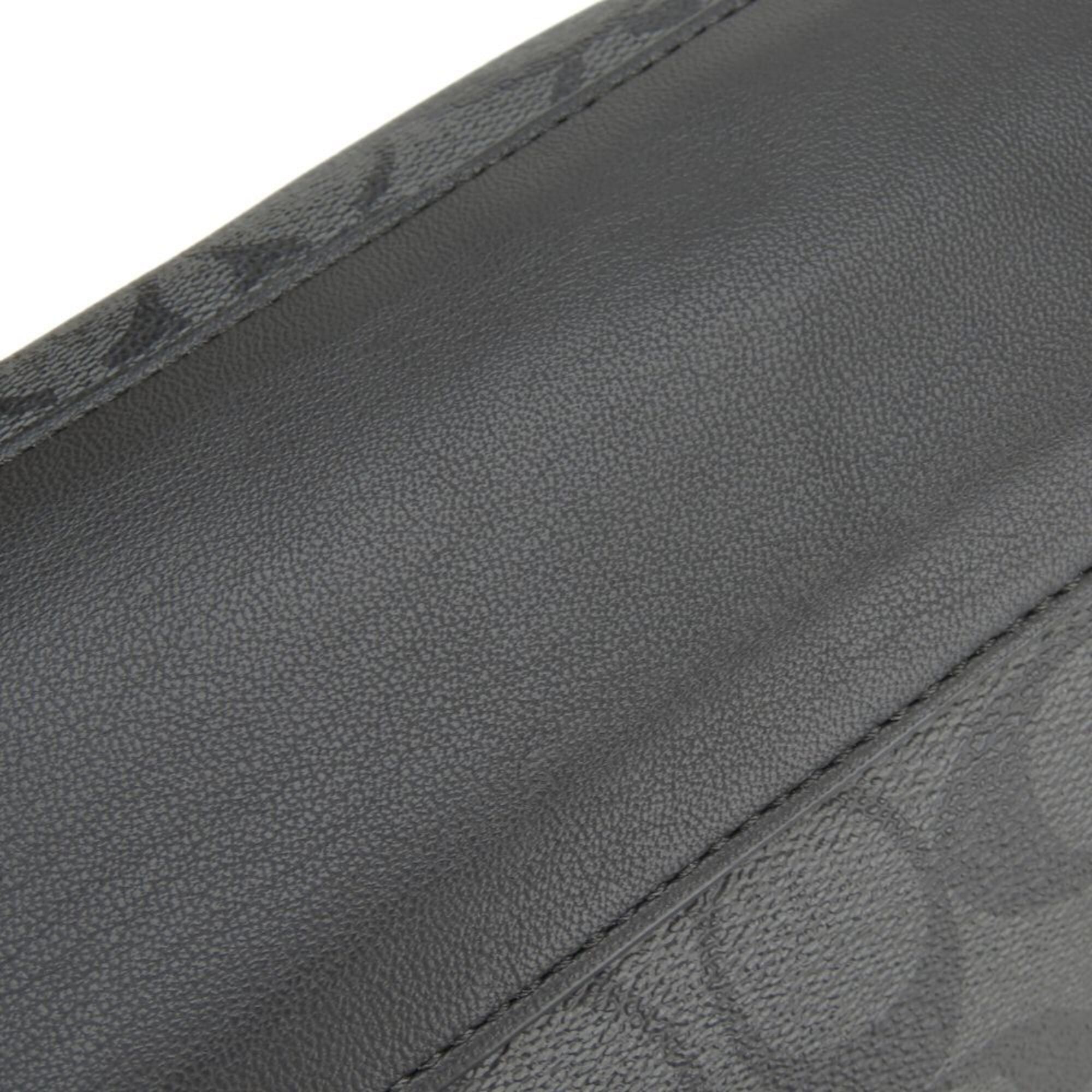 Coach Black Dark Gray Pvc Coated Canvas Leather Shoulder Bag (Pre-Owned)