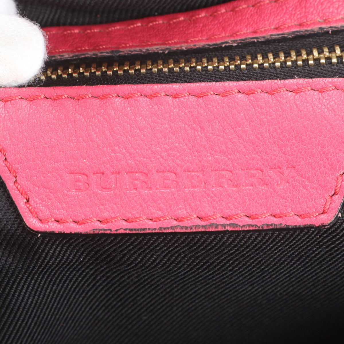 Burberry Beige Pink Leather Canvas Shoulder Bag Tote Bag (Pre-Owned)