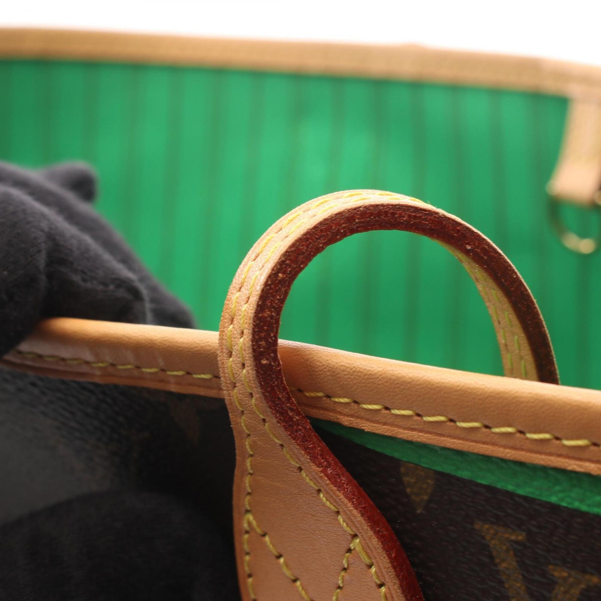 Louis Vuitton Brown Green Monogram Coated Canvas Leather Handbag Tote Bag (Pre-Owned)