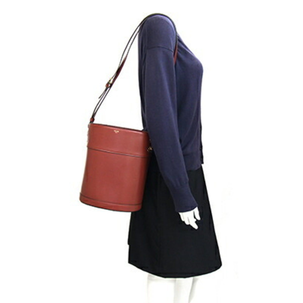 Celine Red Brown Leather Shoulder Bag (Pre-Owned)