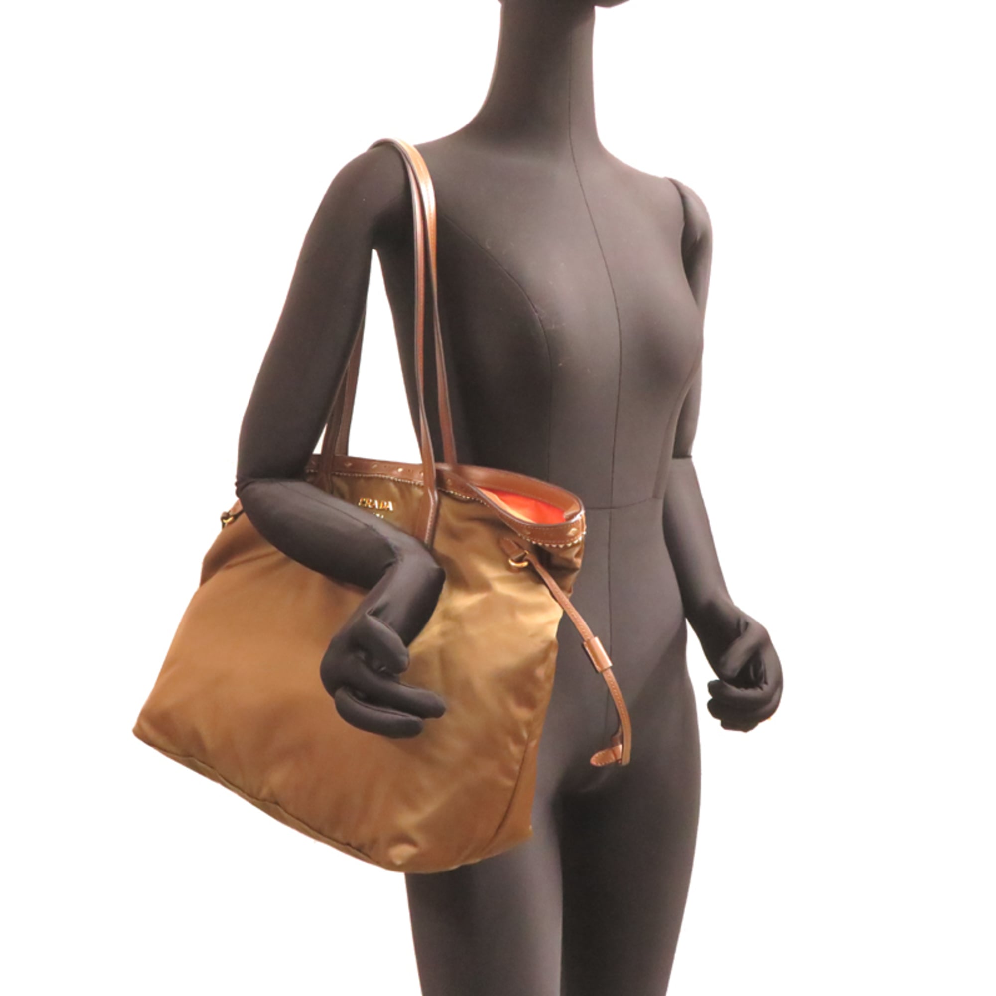Prada Khaki Nylon Tote Bag (Pre-Owned)