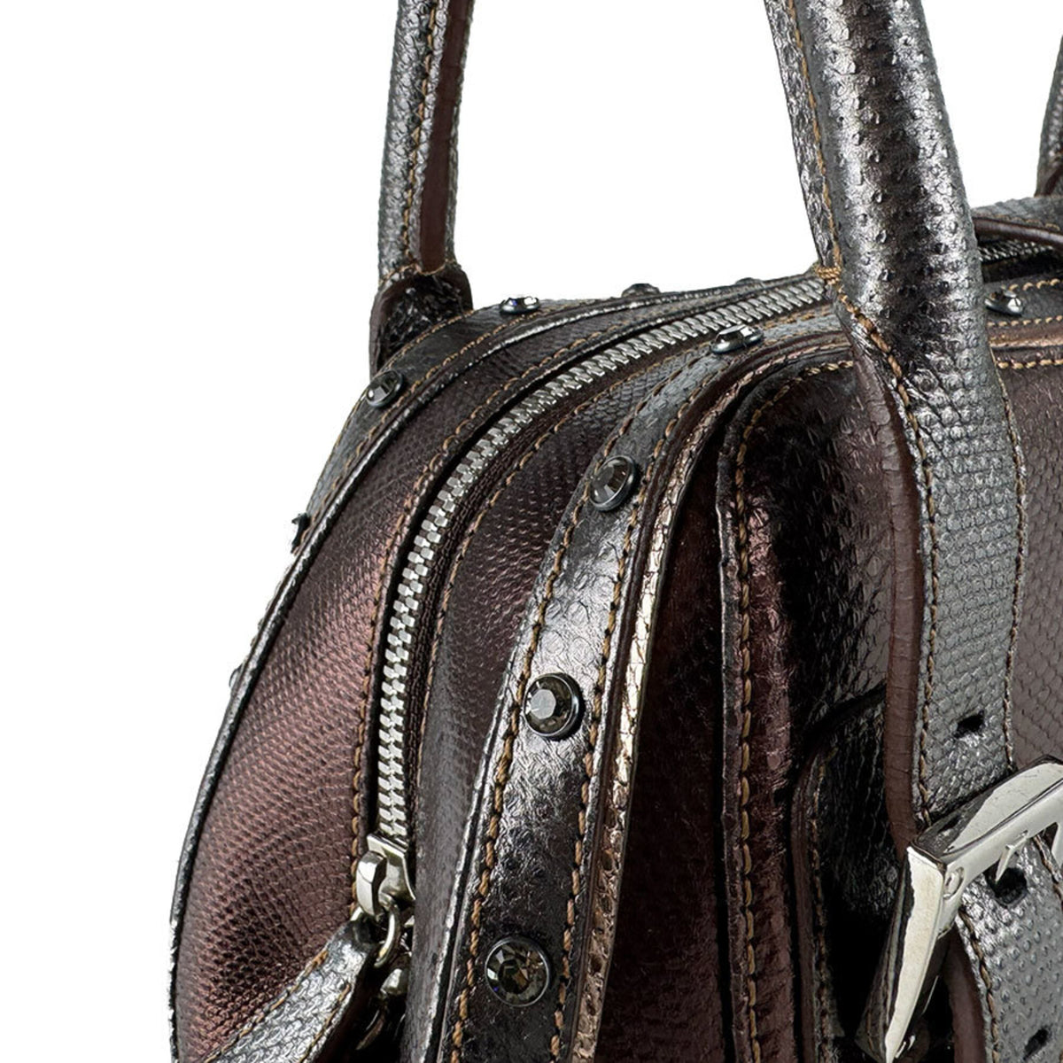 Loewe Brown Gray Leather Handbag (Pre-Owned)