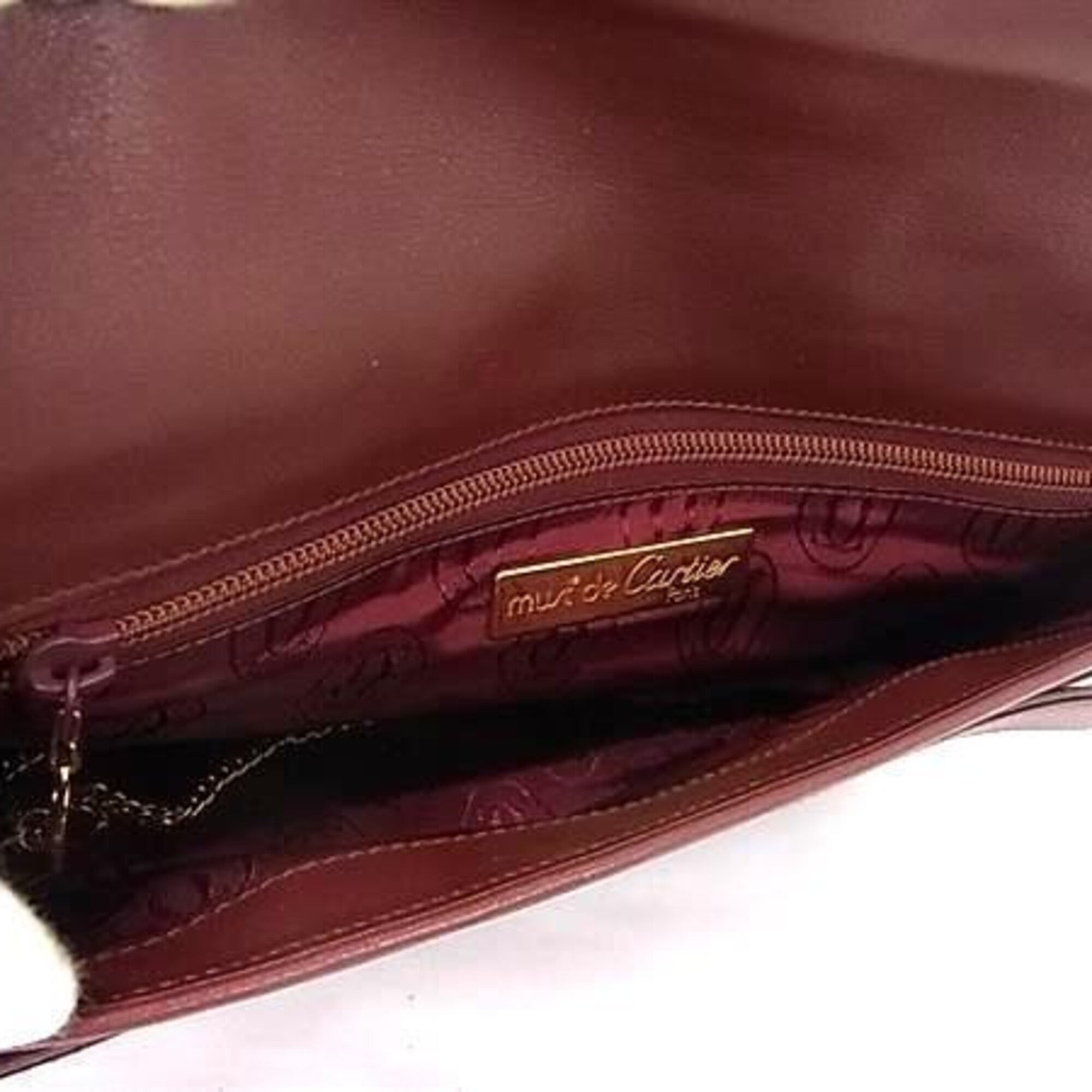 Cartier Bordeaux Leather Clutch Bag (Pre-Owned)