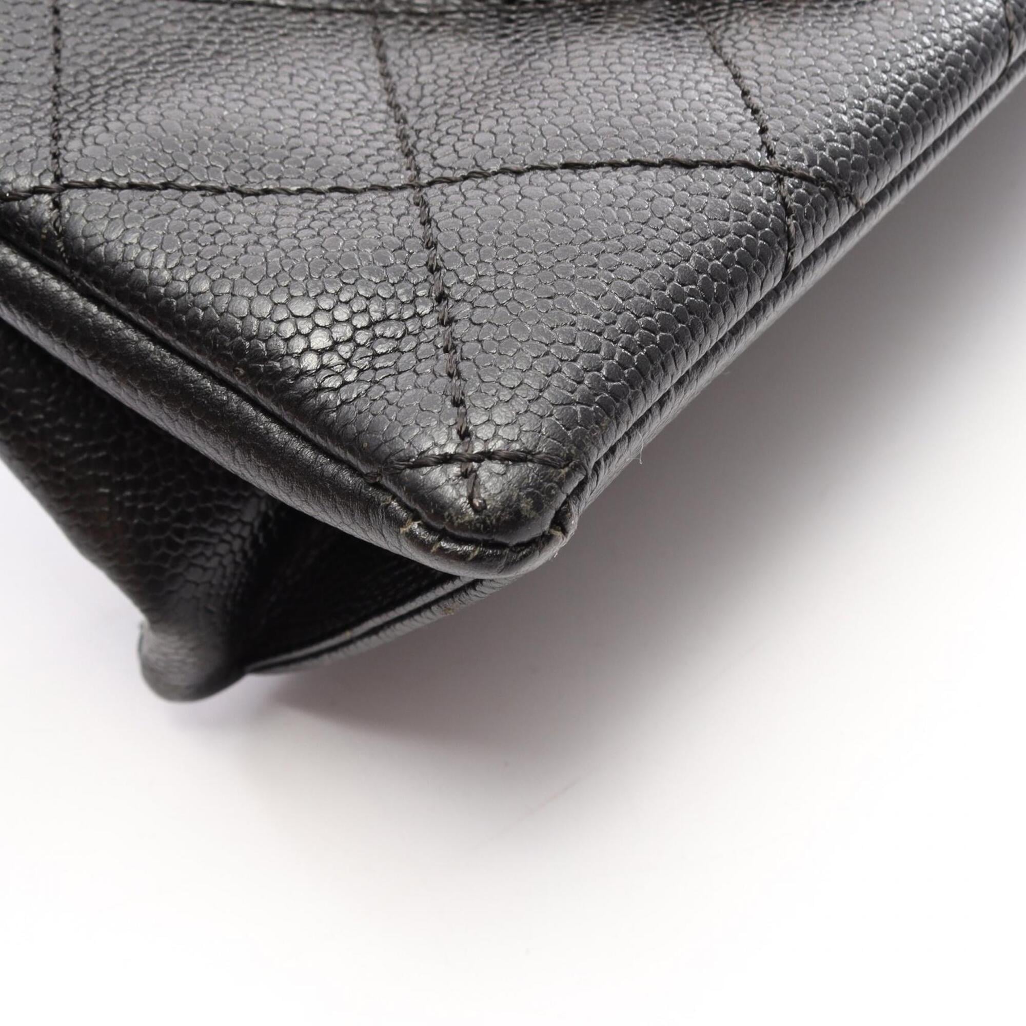 Chanel Black Brown Grained Calfskin Handbag Tote Bag (Pre-Owned)