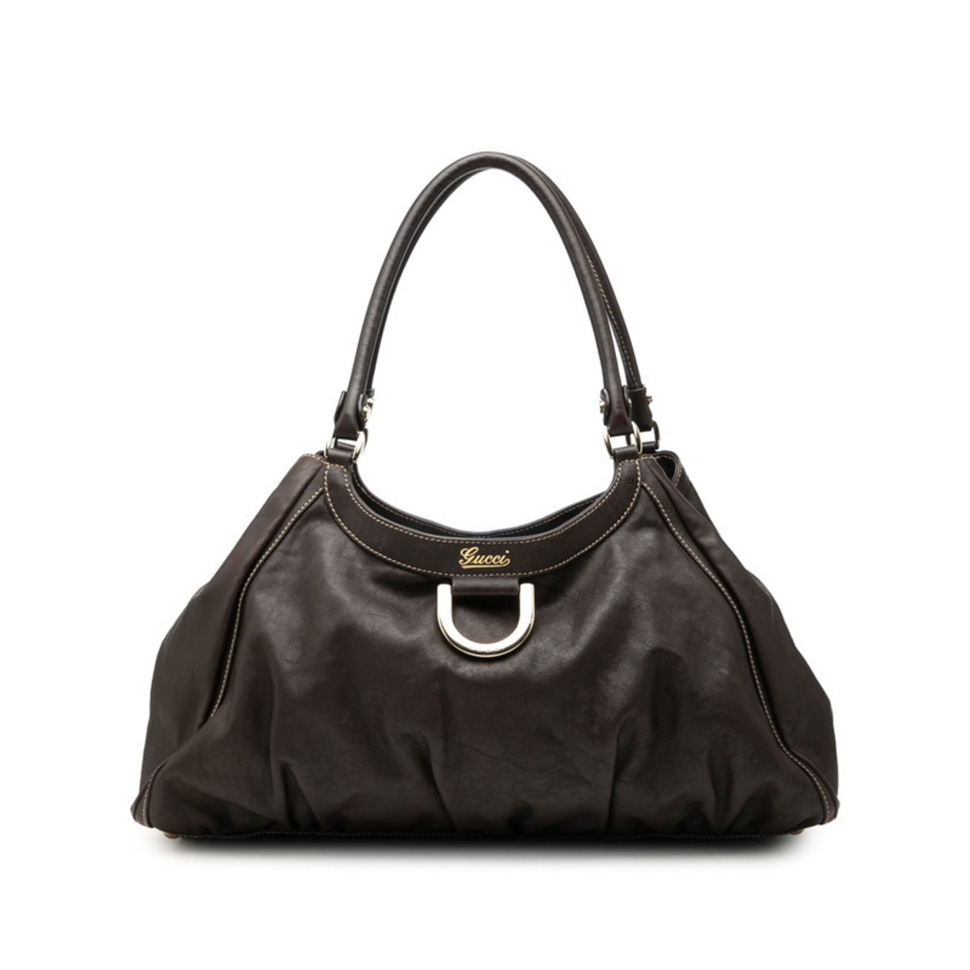 Gucci Brown Leather Shoulder Bag Tote Bag (Pre-Owned)