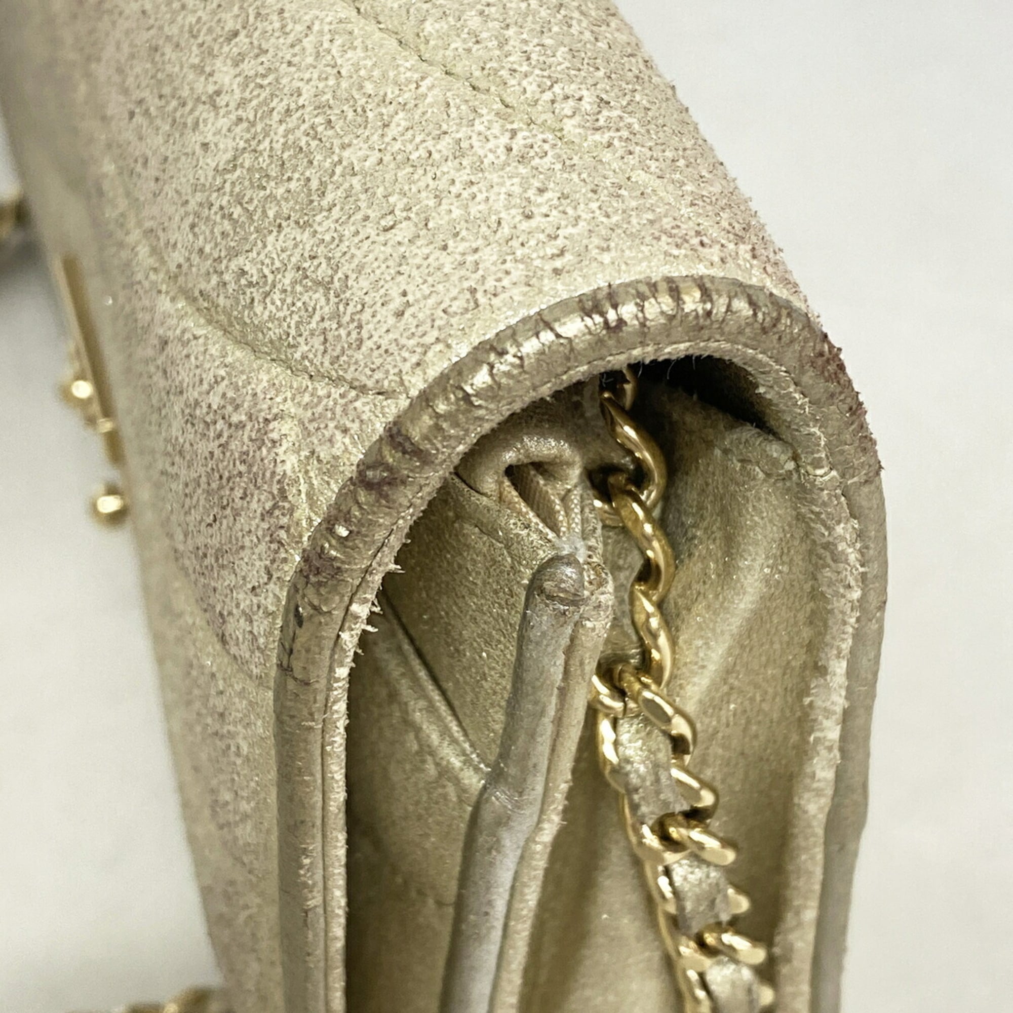 Chanel Gold Leather Chain/Shoulder Wallet (Pre-Owned)