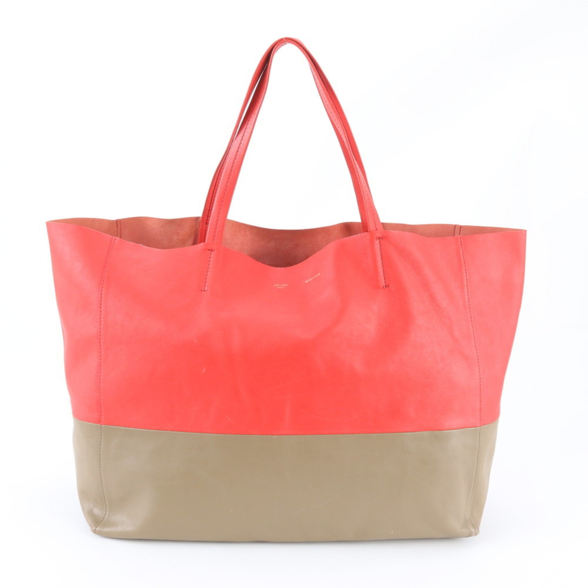 Celine Gold Red Color Leather Handbag Tote Bag (Pre-Owned)