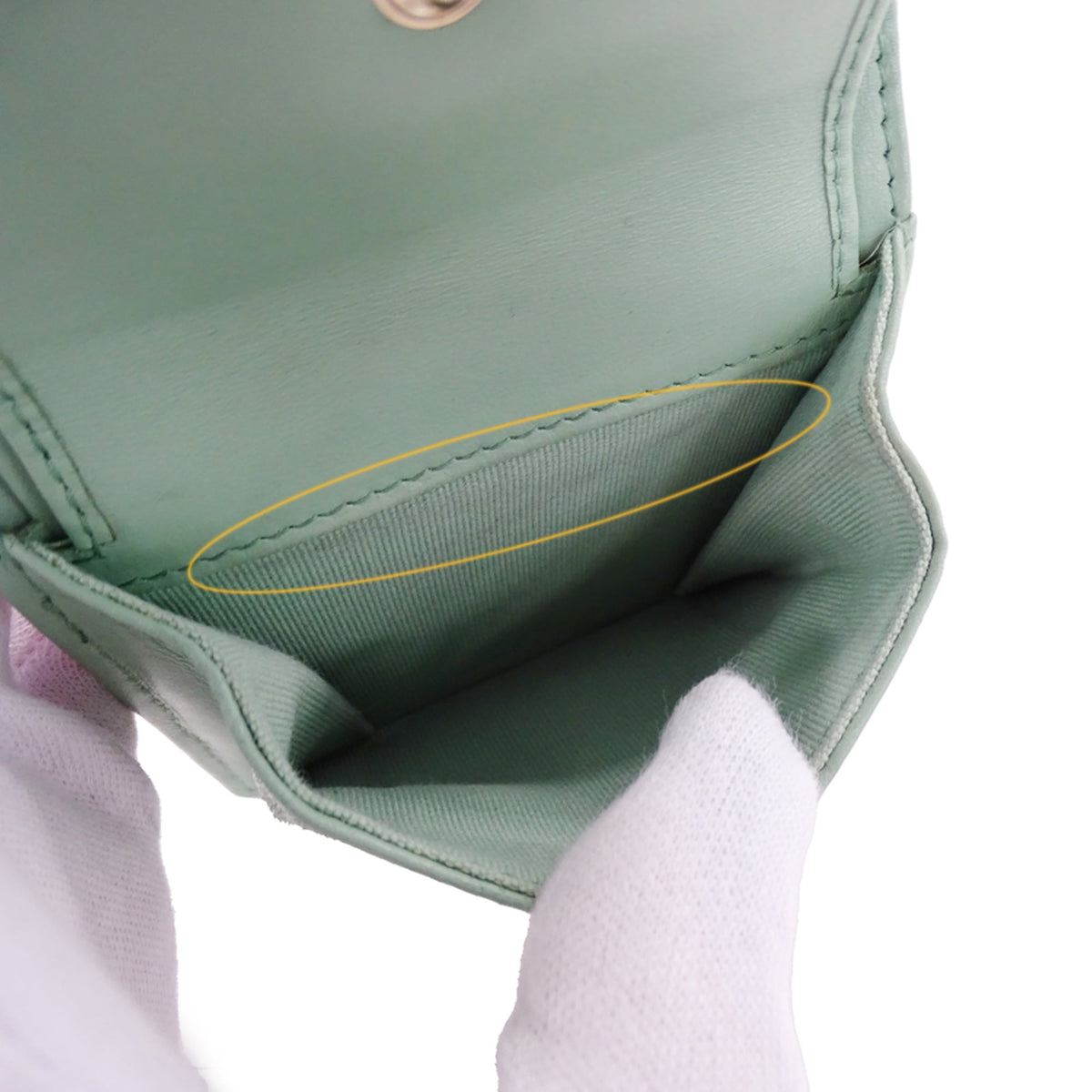Chanel Green Pink Grained Calfskin Wallet (Bi-Fold) (Pre-Owned)