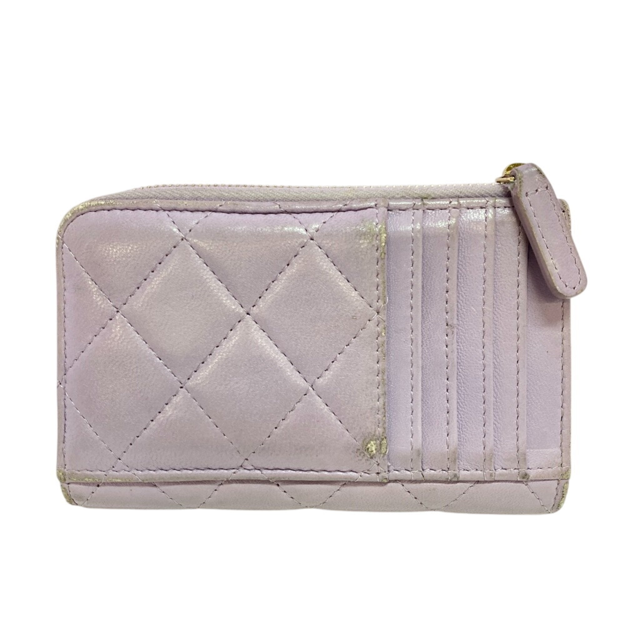 Chanel Purple Leather Coin Purse/Coin Case (Pre-Owned)