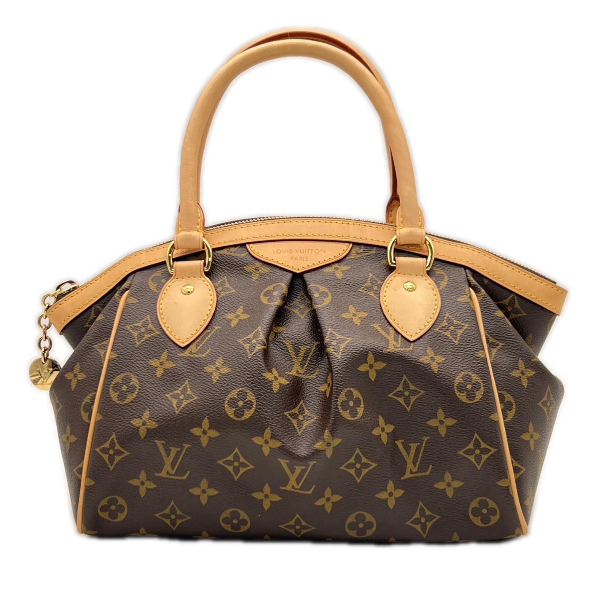 Louis Vuitton Beige Brown Coated Canvas Leather Handbag (Pre-Owned)