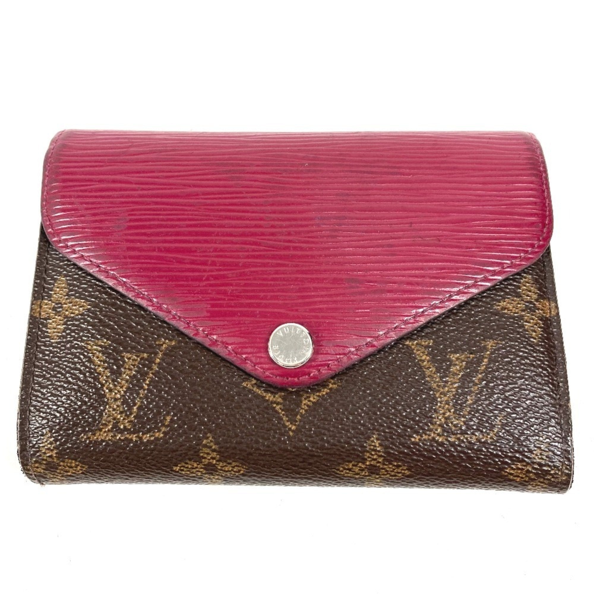 Louis Vuitton Monogram Brown Fuchsia Pink Pink Monogram Epi Leather Wallet (Tri-Fold) (Pre-Owned)