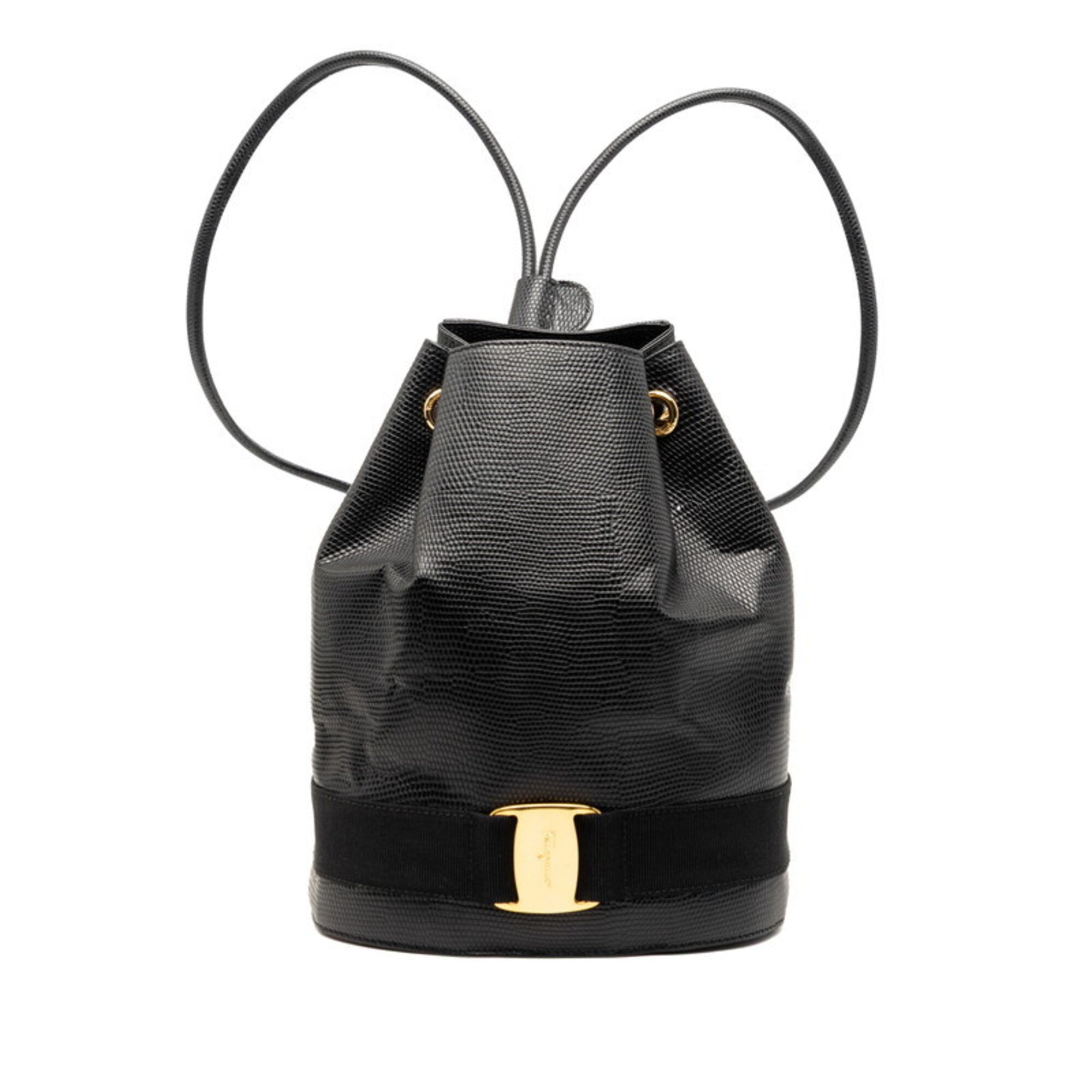 Salvatore Ferragamo Black Pvc Leather Backpack (Pre-Owned)