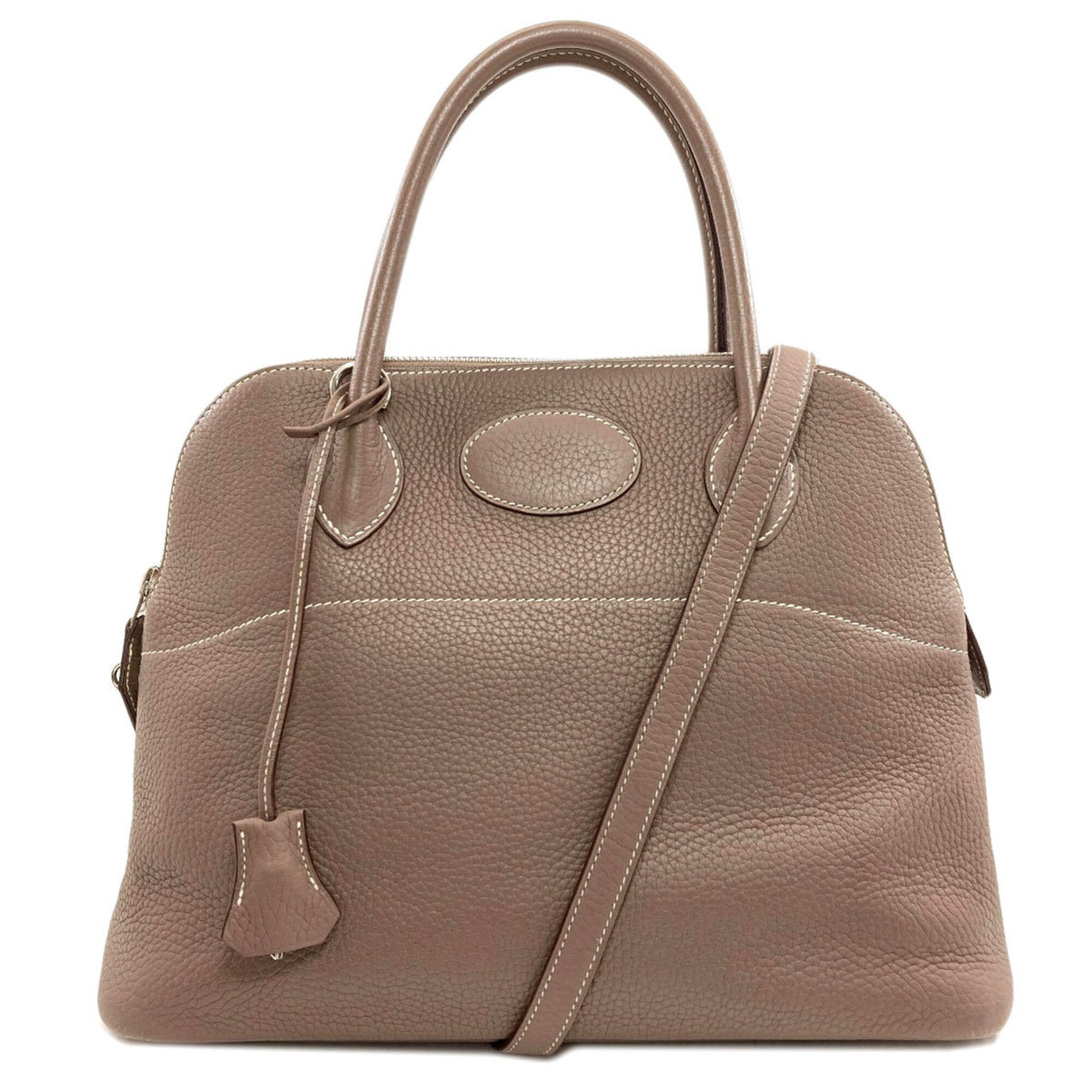 Hermes Etoupe Gray Taurillon Clemence Leather Handbag (Pre-Owned)