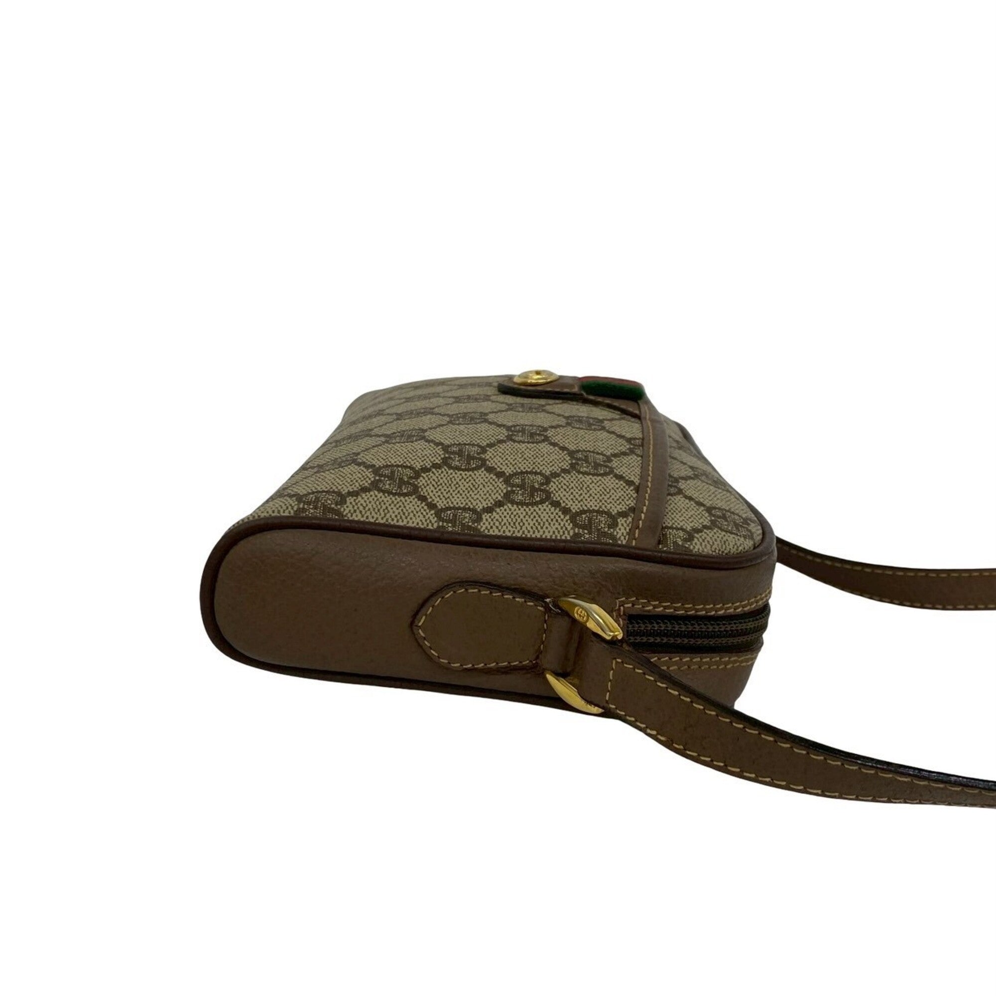 Gucci Brown Green Red Color Pvc Leather Shoulder Bag (Pre-Owned)