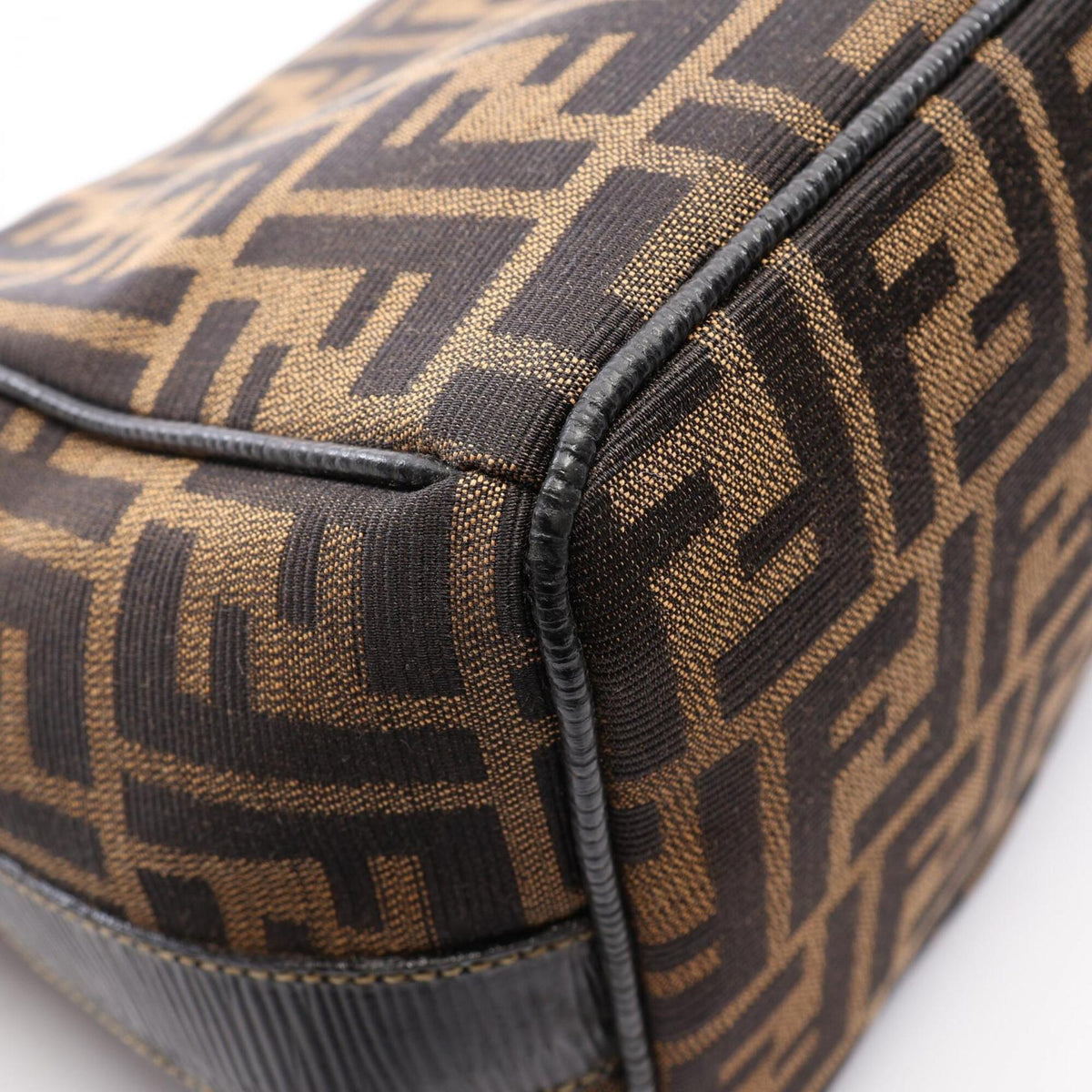 Fendi Black Brown Canvas Leather Handbag (Pre-Owned)