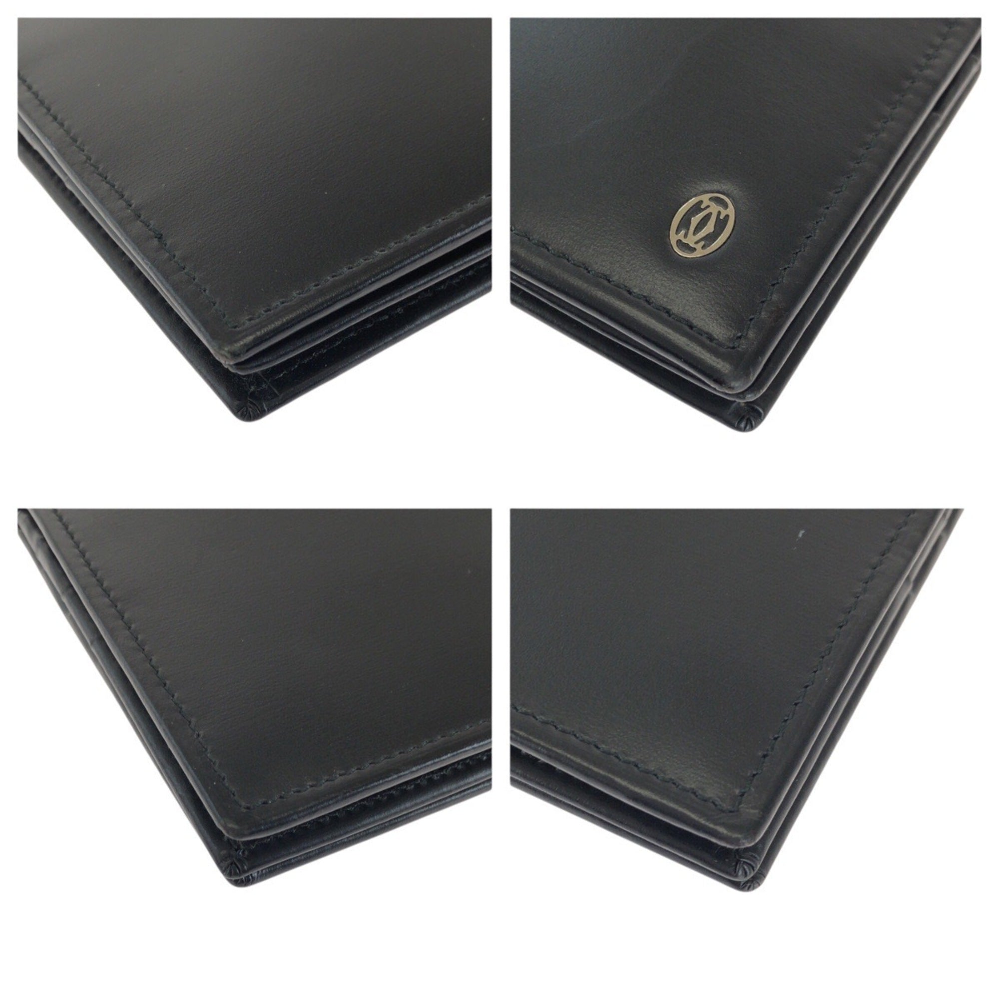 Cartier Black Leather Long Wallet (Bi-Fold) (Pre-Owned)