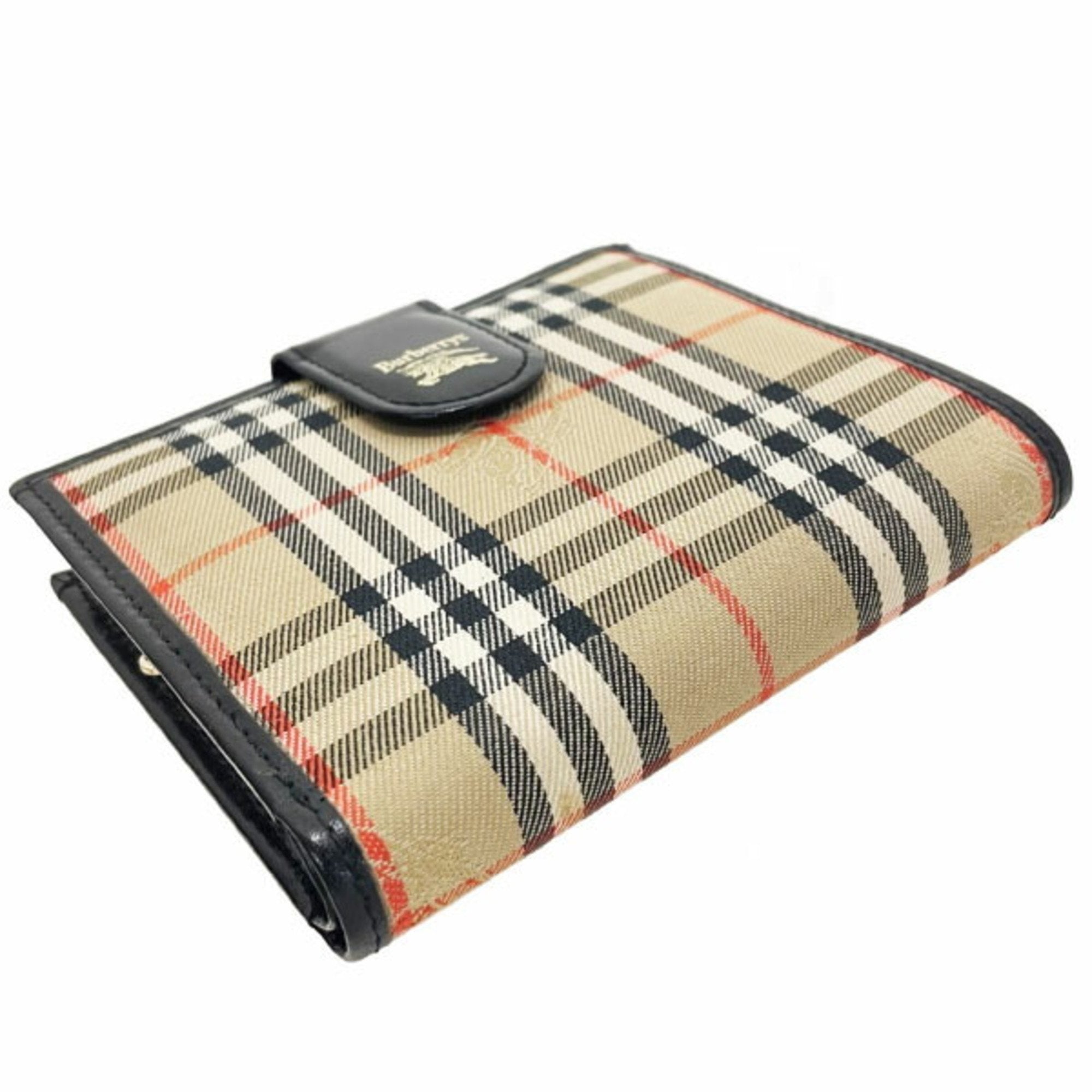 Burberry Beige Black Canvas Leather Wallet (Bi-Fold) (Pre-Owned)