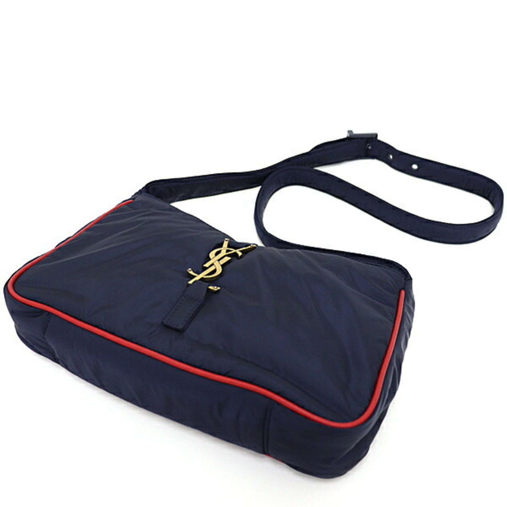 Saint Laurent Navy Red Color Leather Shoulder Bag (Pre-Owned)