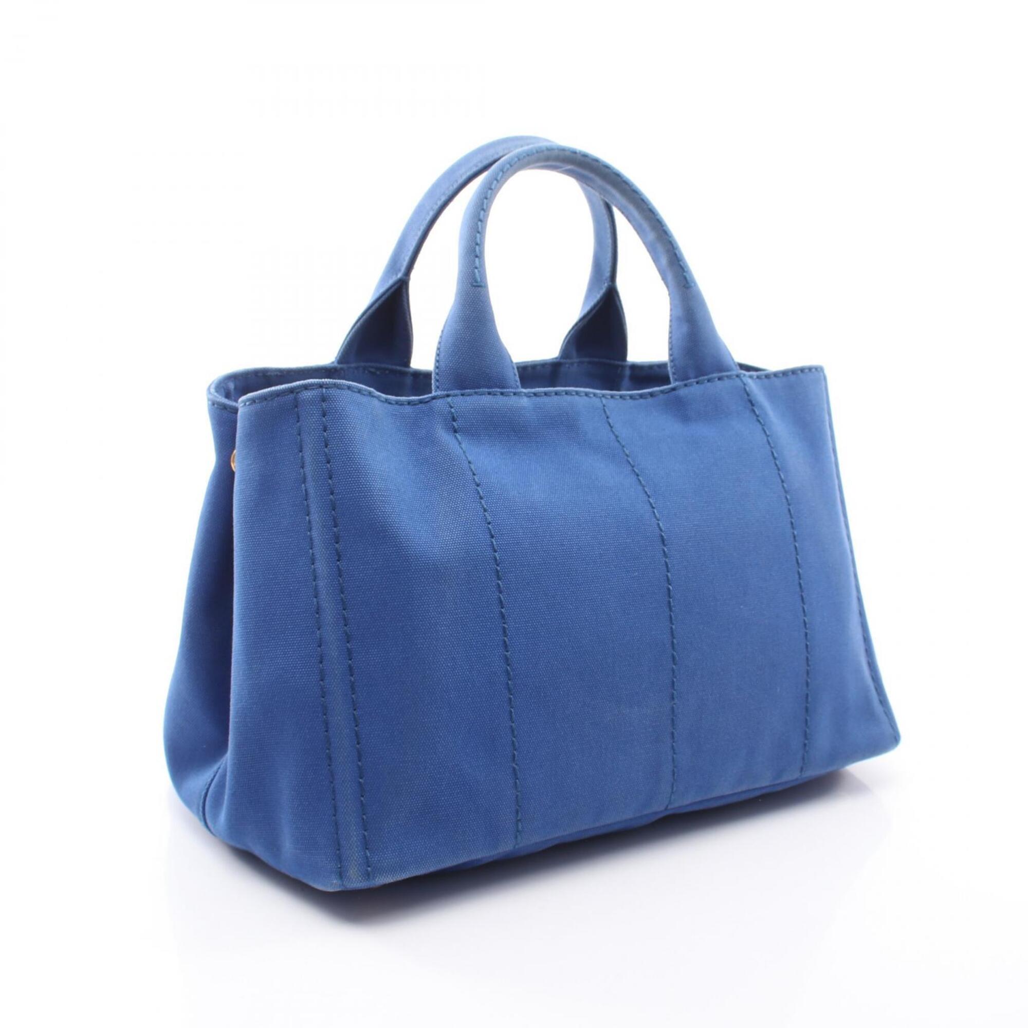 Prada Blue Canvas Handbag Tote Bag (Pre-Owned)