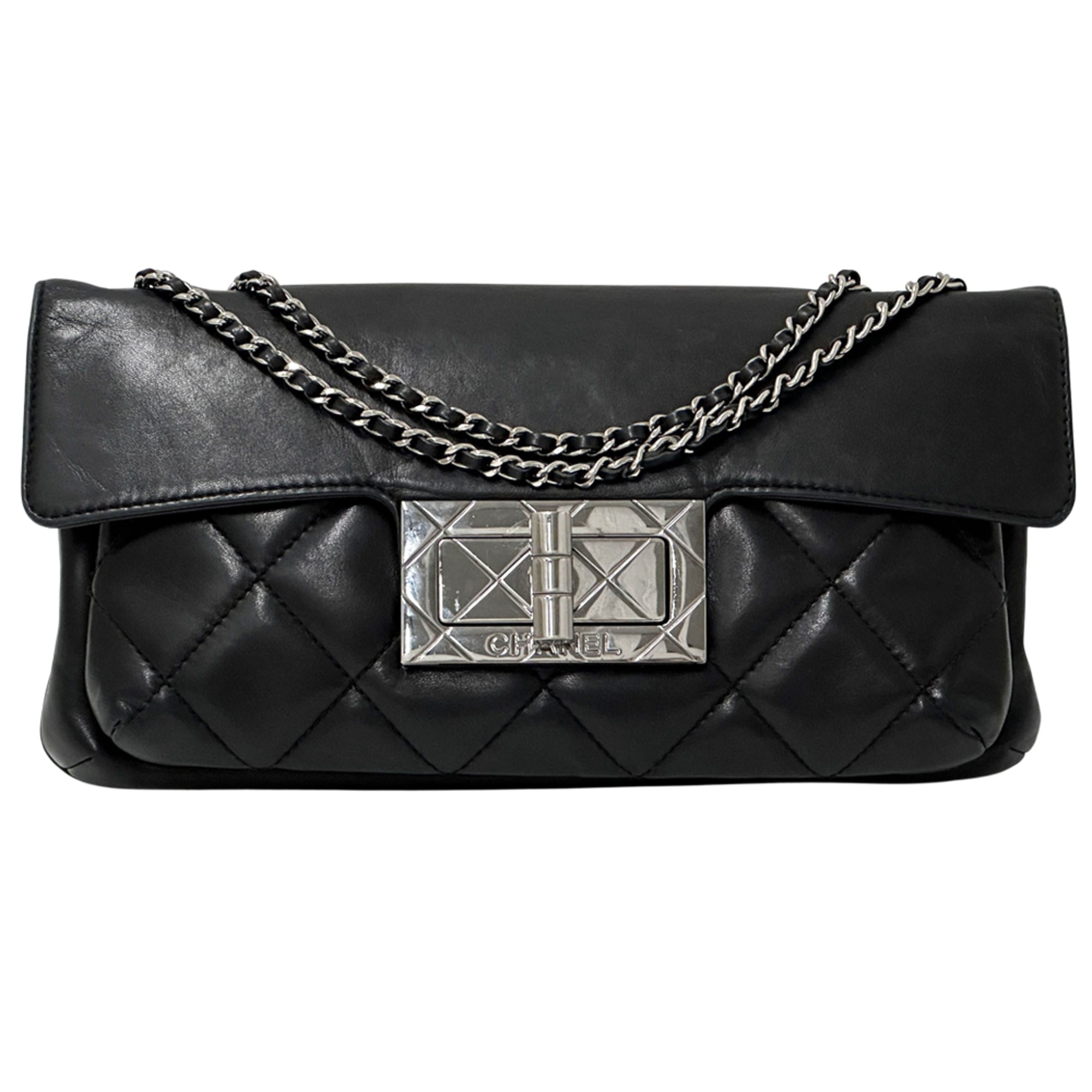 Chanel Black Leather Handbag Shoulder Bag (Pre-Owned)