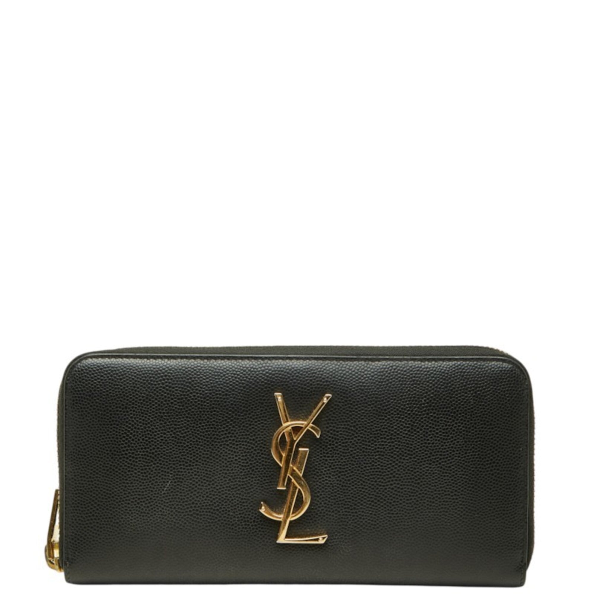 Saint Laurent Black Leather Long Wallet (Bi-Fold) (Pre-Owned)