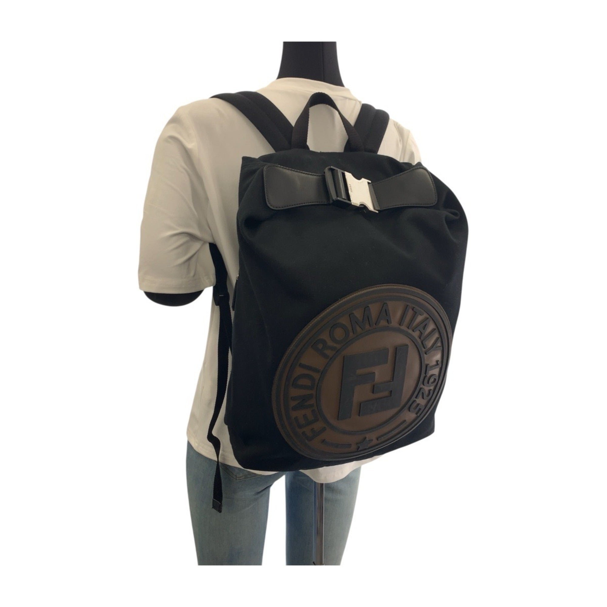 Fendi Black Brown Canvas Backpack (Pre-Owned)