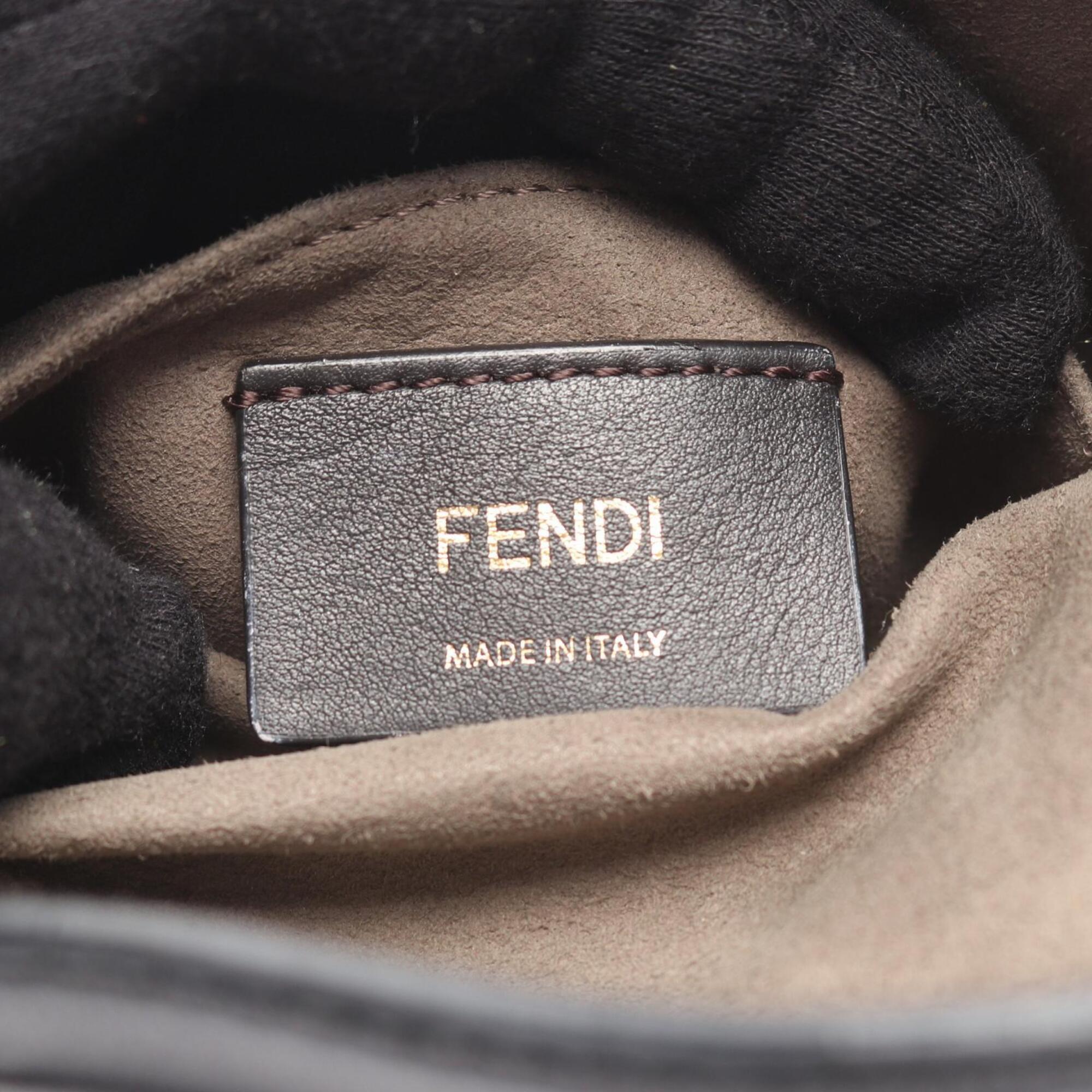 Fendi Black Red Color Leather Handbag Shoulder Bag (Pre-Owned)