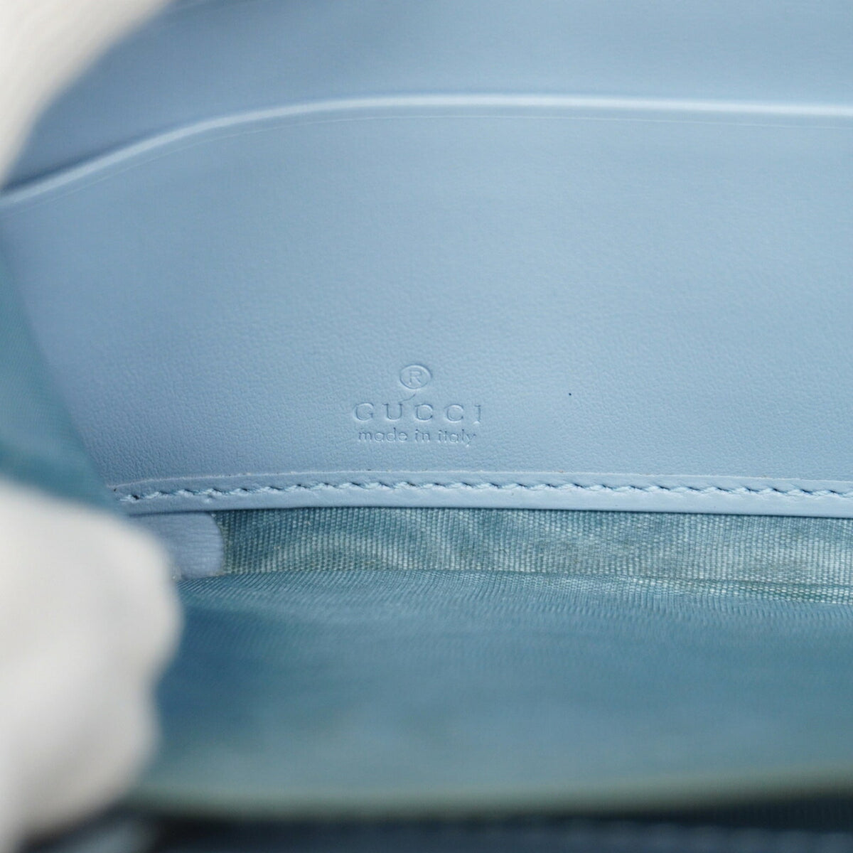 Gucci Light Blue Leather Long Wallet (Bi-Fold) (Pre-Owned)