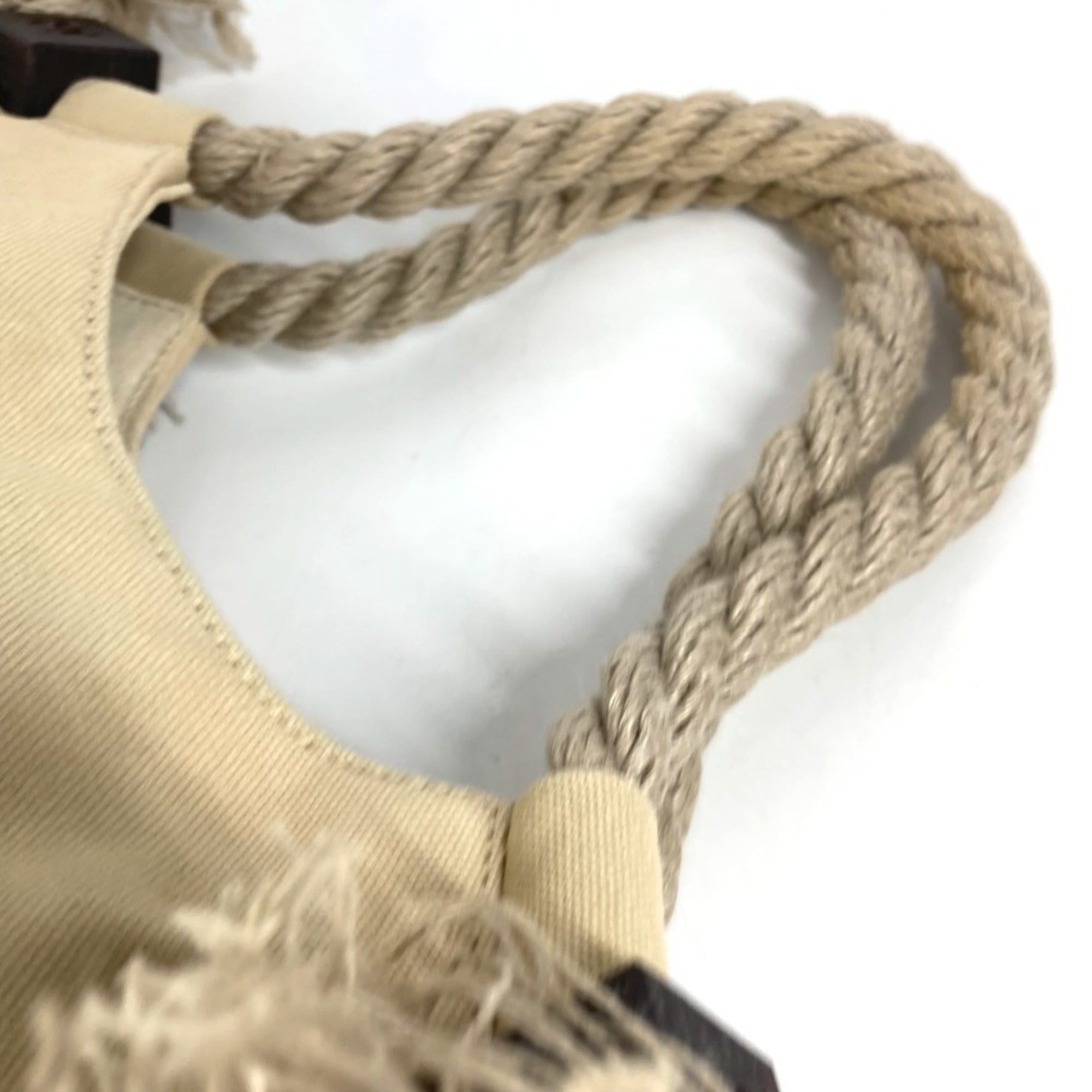 Chanel Beige Canvas Handbag Shoulder Bag (Pre-Owned)