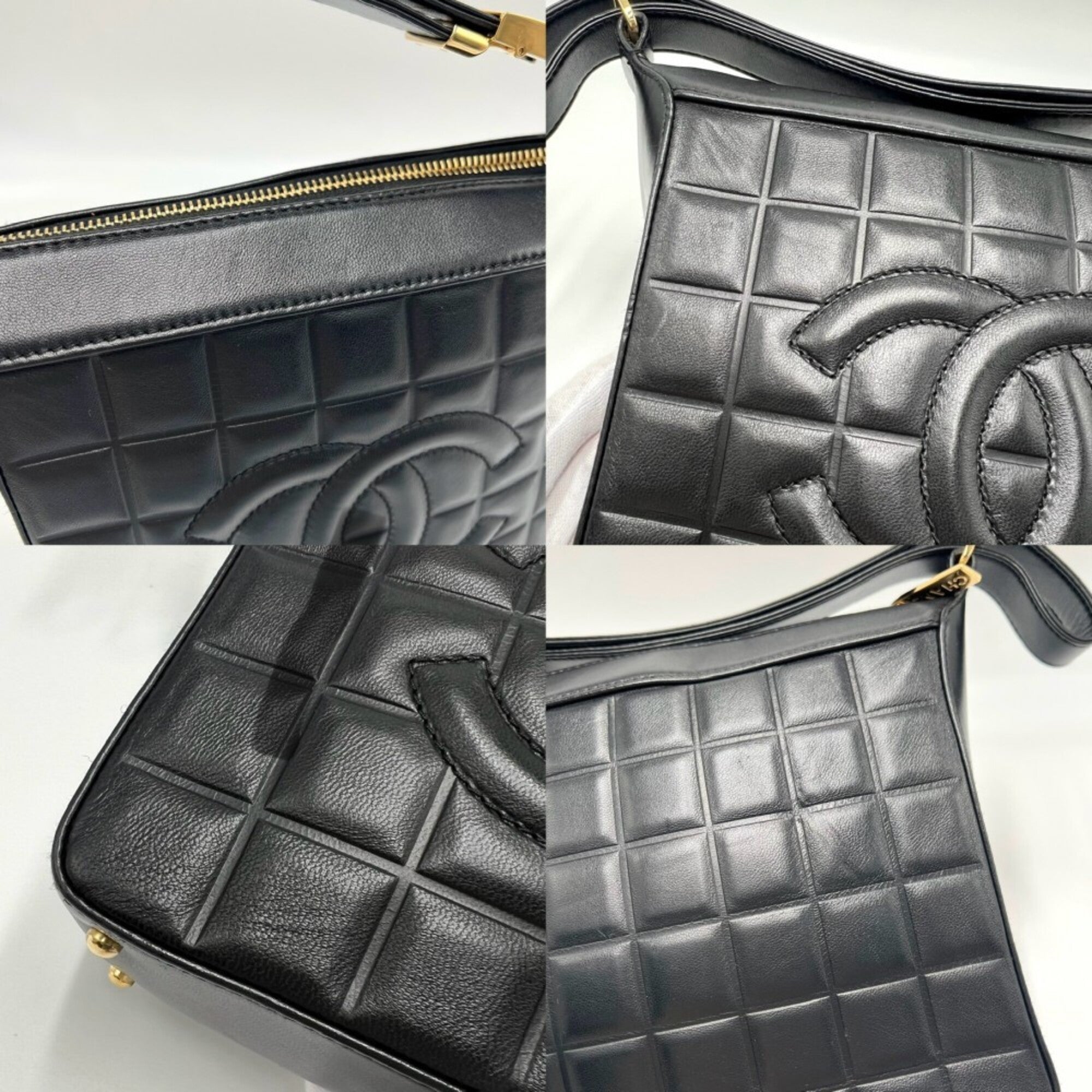 Chanel Black Leather Handbag Shoulder Bag (Pre-Owned)