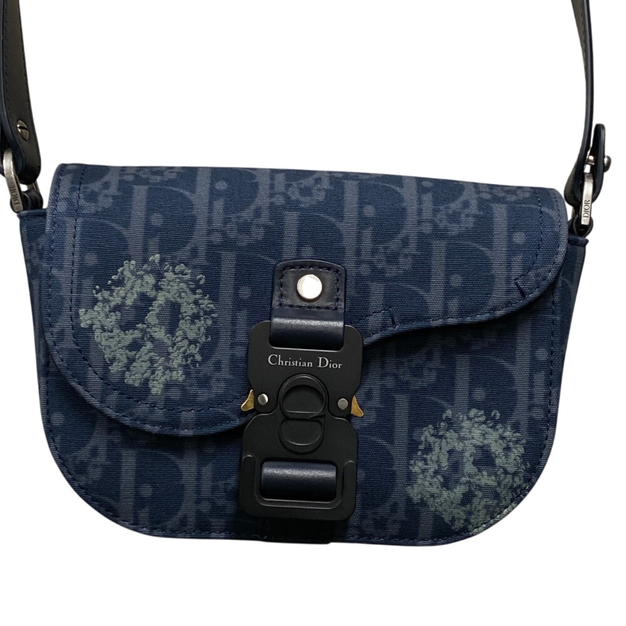 Christian Dior Navy Canvas Leather Shoulder Bag (Pre-Owned)