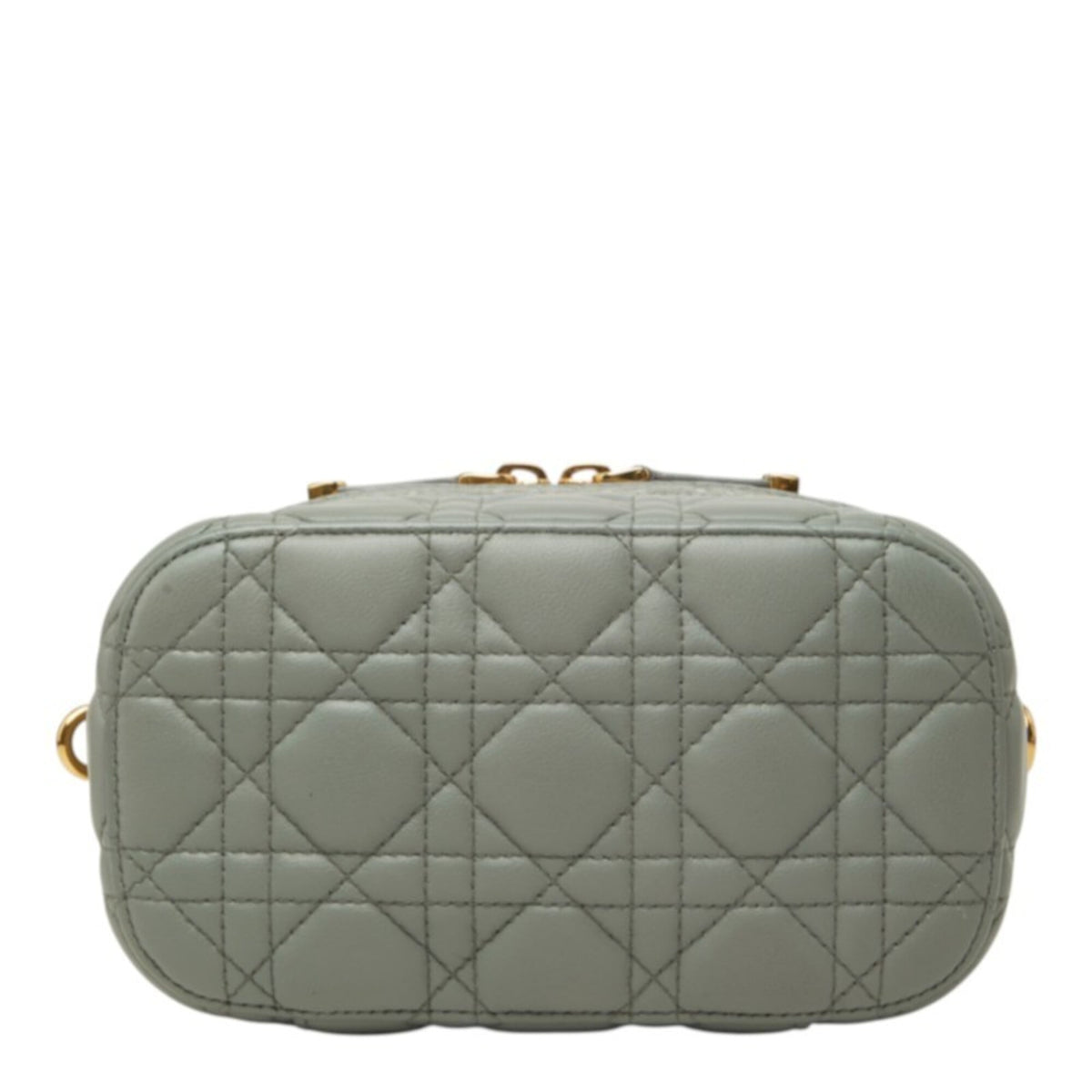 Christian Dior Gray Leather Shoulder Bag Vanity Bag (Pre-Owned)