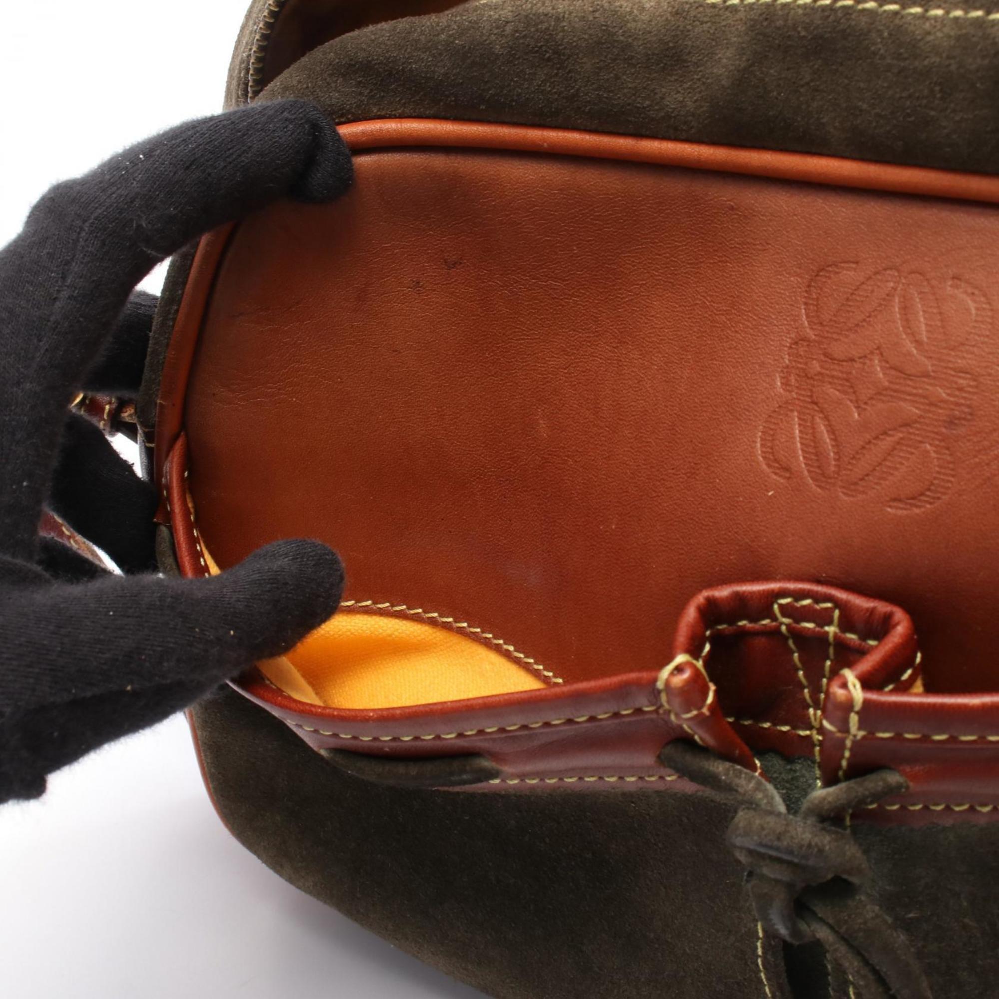 Loewe Brown Khaki Suede Leather Shoulder Bag (Pre-Owned)