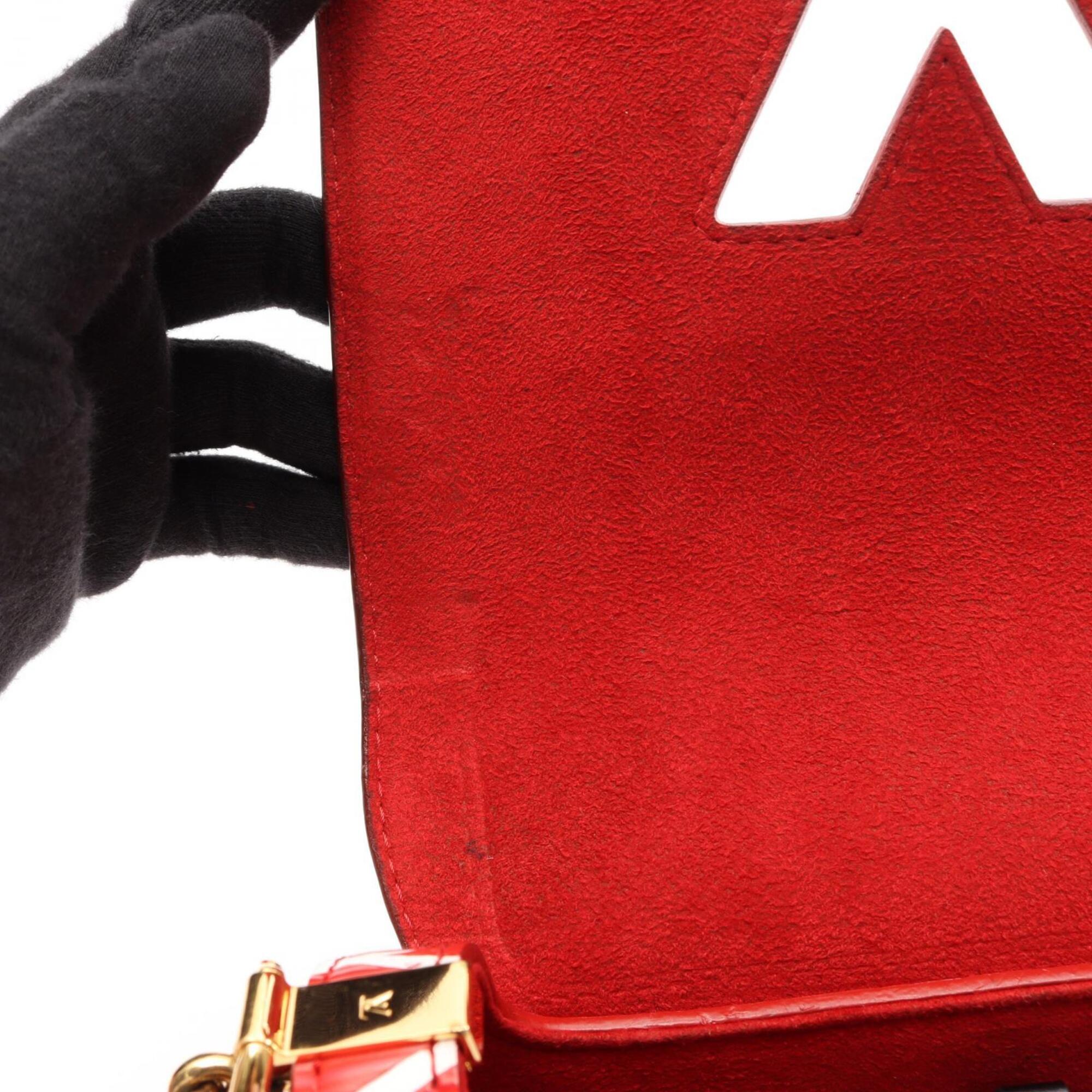 Louis Vuitton Red Color White Leather Handbag Shoulder Bag (Pre-Owned)