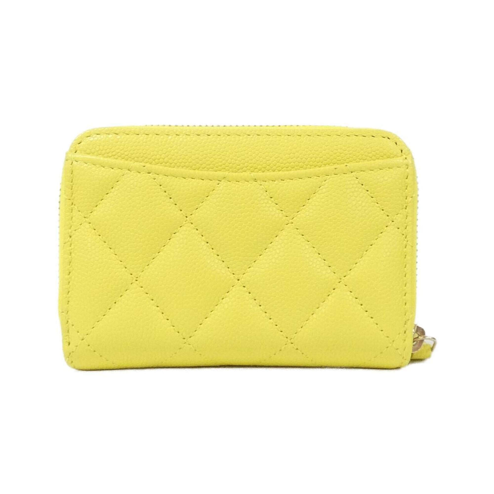 Chanel Yellow Grained Calfskin Coin Purse/Coin Case (Pre-Owned)