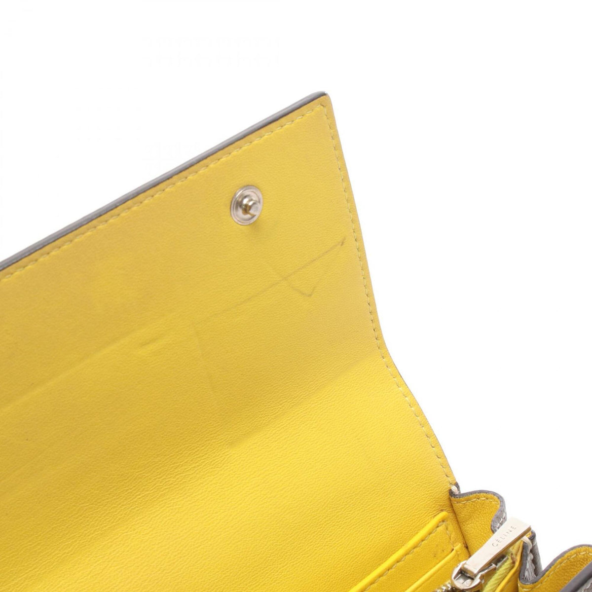 Celine Gray Yellow Leather Long Wallet (Bi-Fold) (Pre-Owned)
