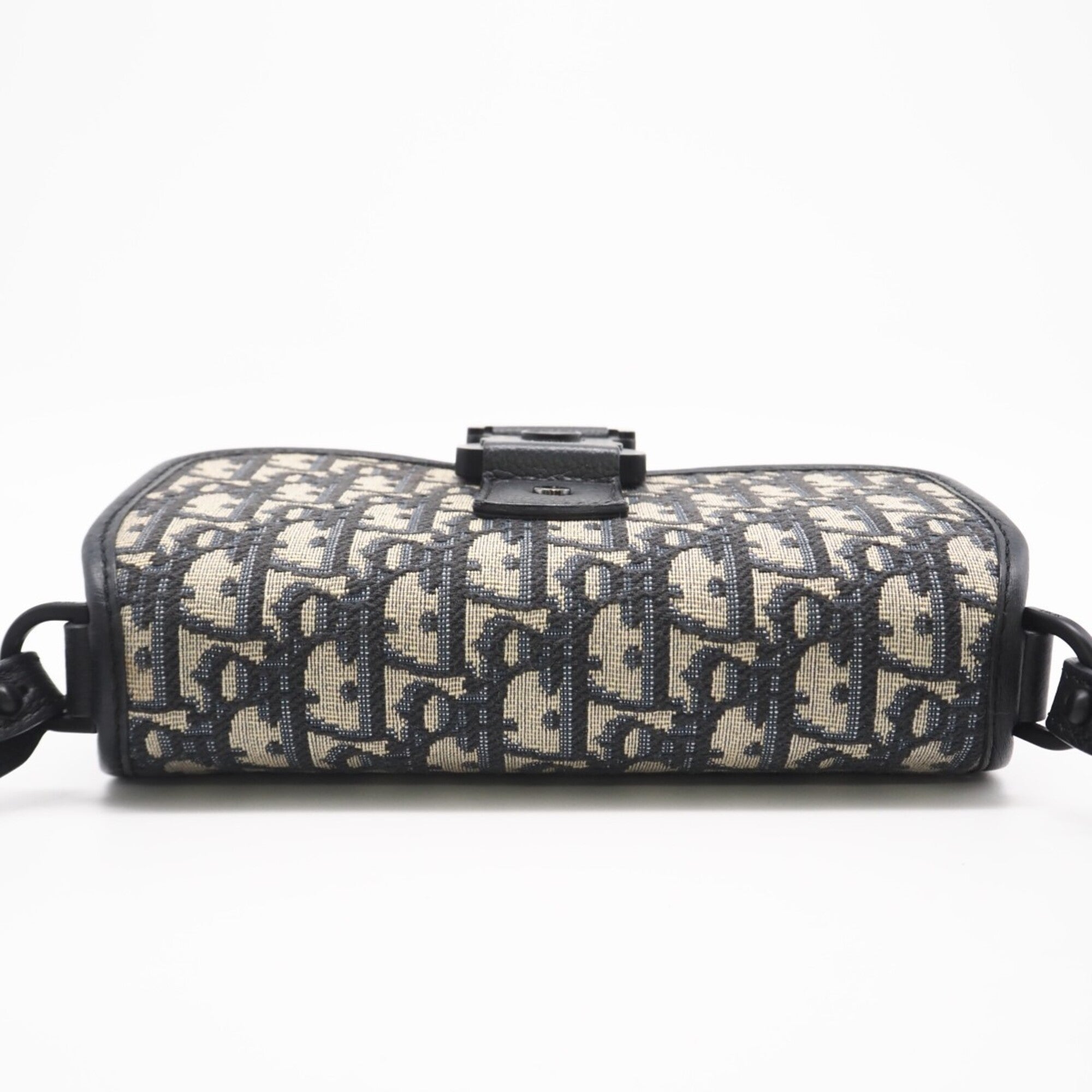 Christian Dior Gray Navy Cotton Canvas Shoulder Bag (Pre-Owned)