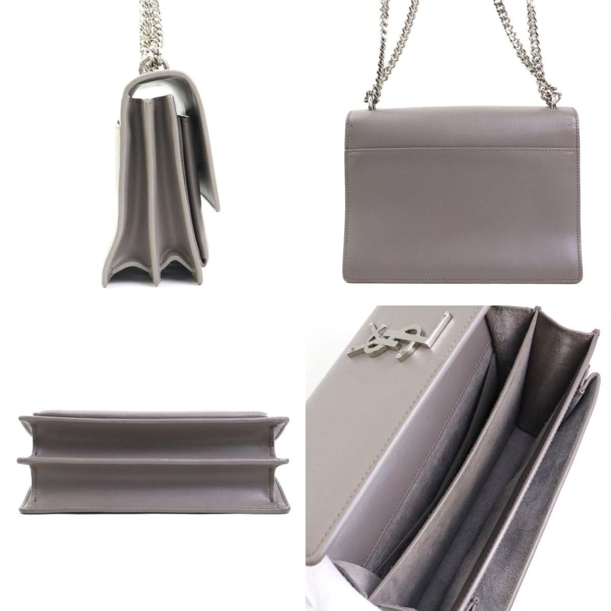 Saint Laurent Gray Silver Leather Metal Shoulder Bag (Pre-Owned)