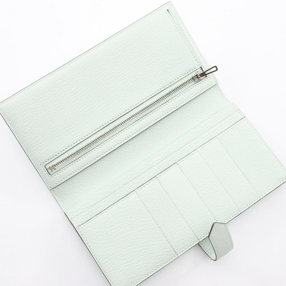 Hermes Green Chevre Leather Leather Long Wallet (Bi-Fold) (Pre-Owned)