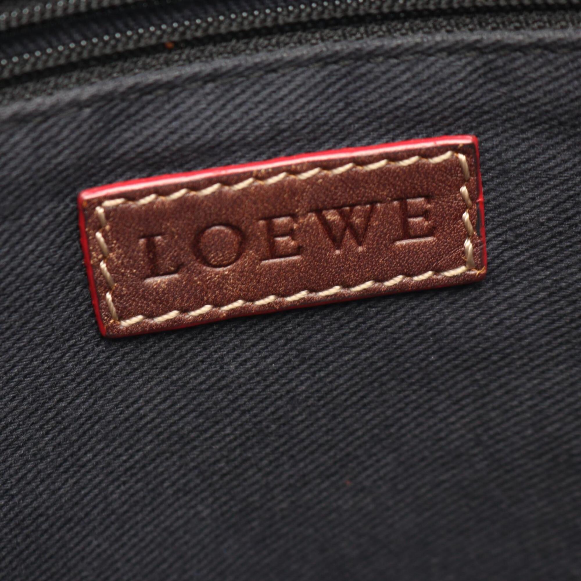Loewe Black Brown Canvas Leather Handbag Tote Bag (Pre-Owned)