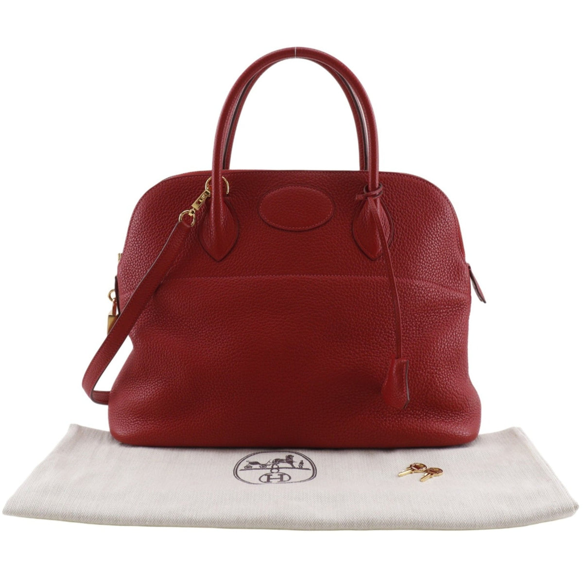Hermes Bolide Red Color Taurillon Clemence Leather Handbag (Pre-Owned)