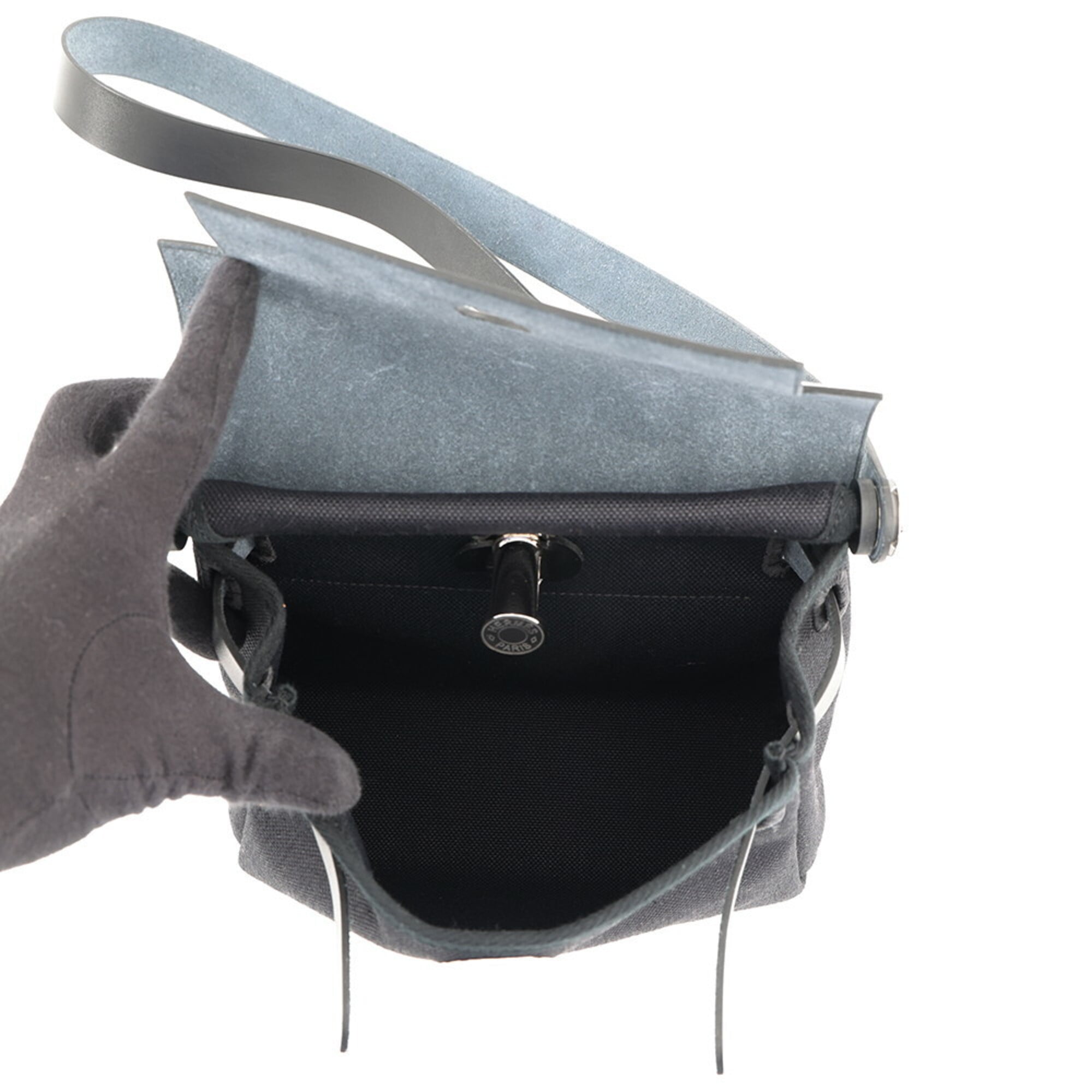 Hermes Kara Black Toile H Handbag Shoulder Bag (Pre-Owned)