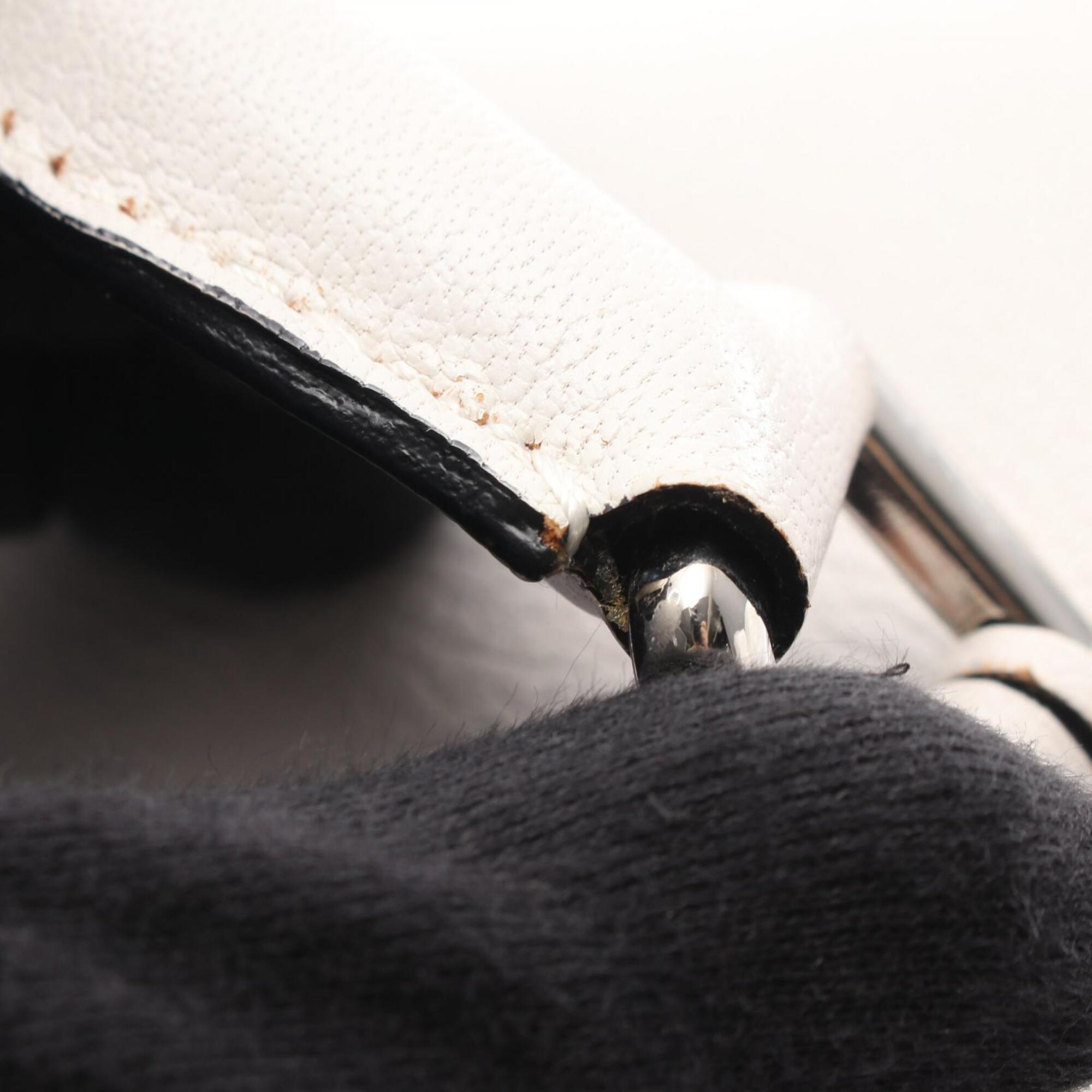 Loewe Puzzle Black Red Color White Leather Handbag (Pre-Owned)